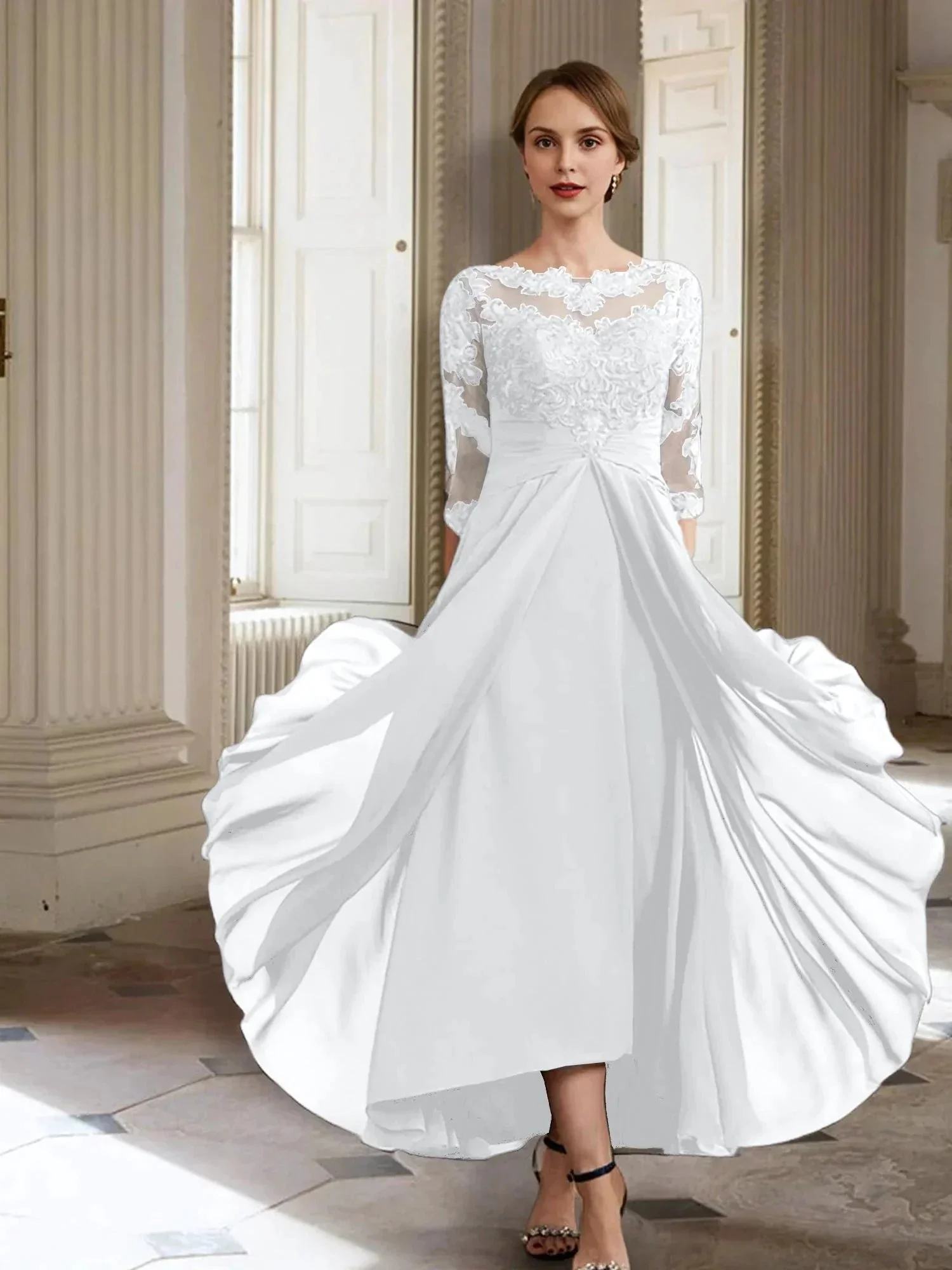 A-Line/Princess Long Sleeves Mother of the Bride Dresses with Applique - Image 65