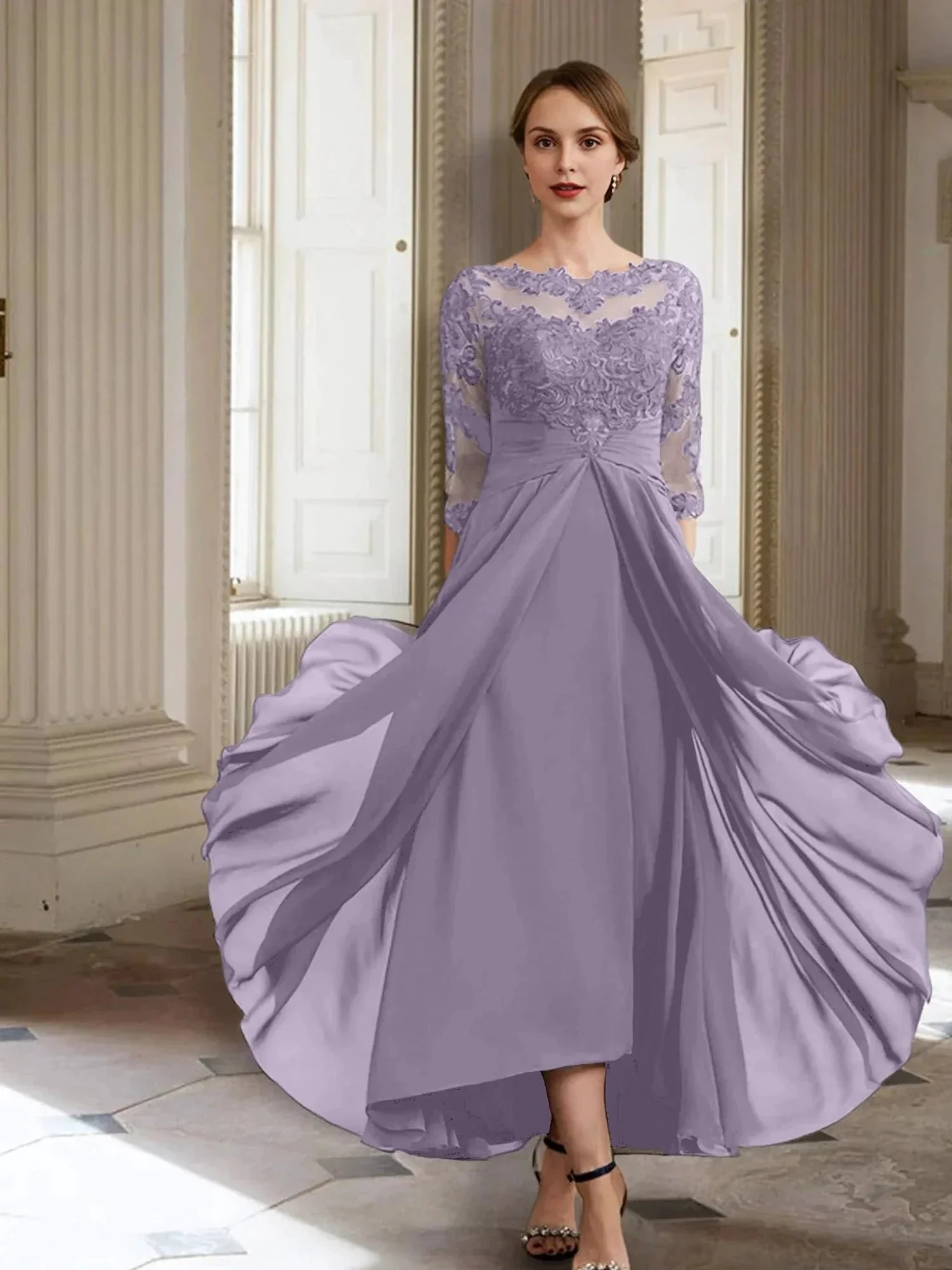 A-Line/Princess Long Sleeves Mother of the Bride Dresses with Applique - Image 67