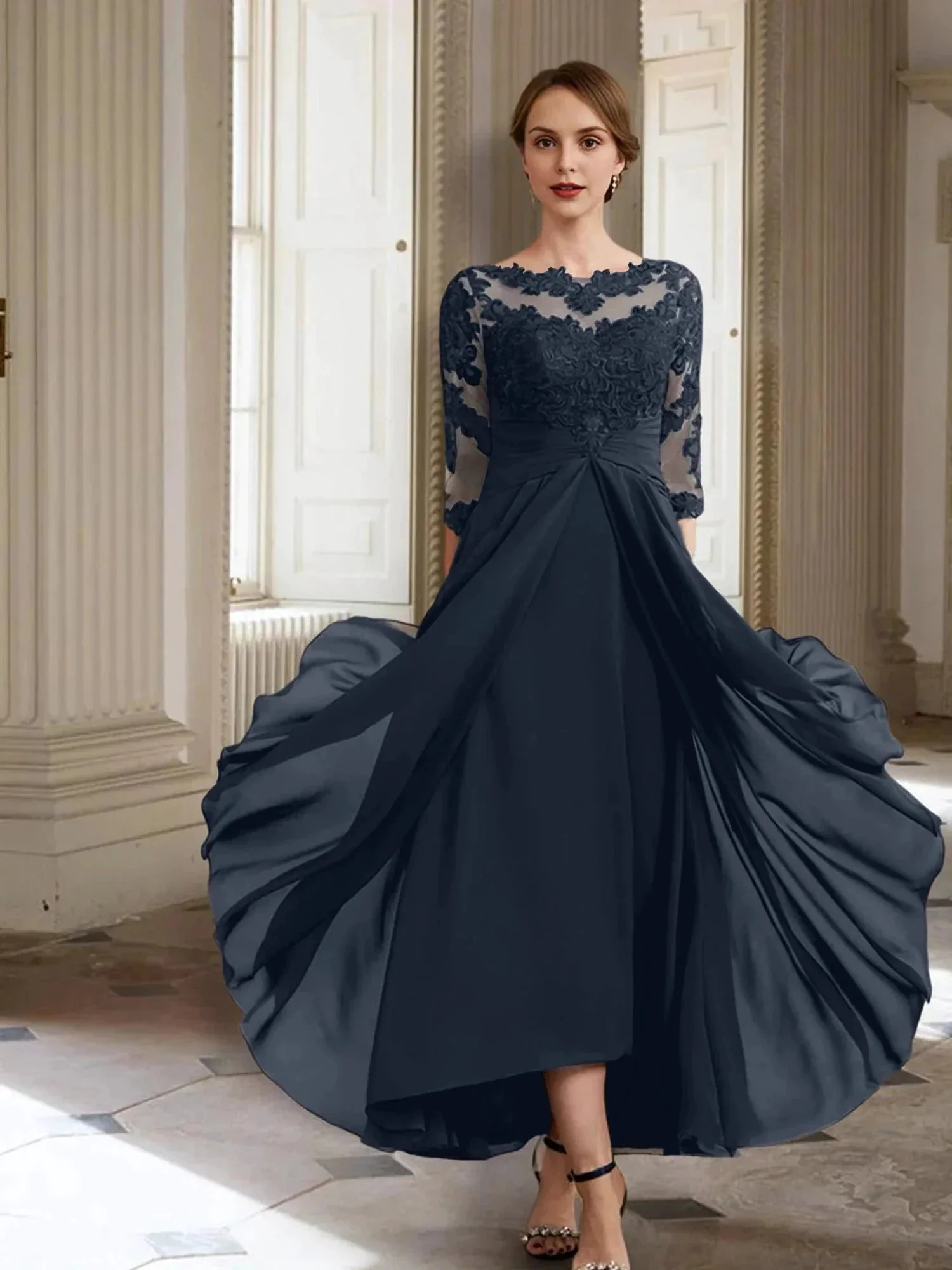 A-Line/Princess Long Sleeves Mother of the Bride Dresses with Applique - Image 69