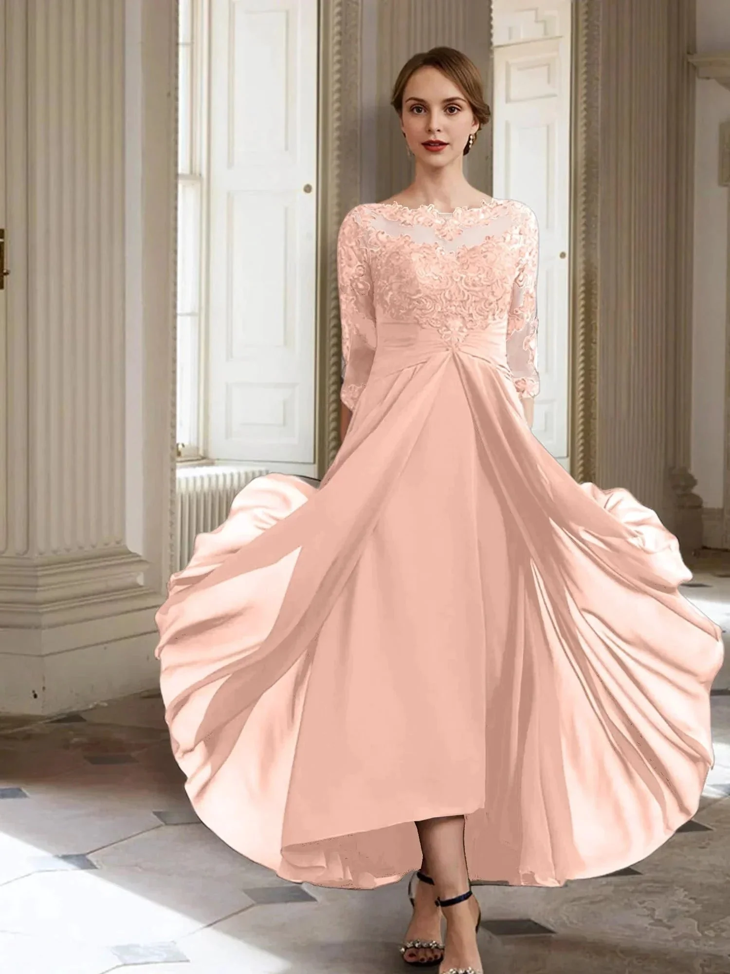 A-Line/Princess Long Sleeves Mother of the Bride Dresses with Applique - Image 70