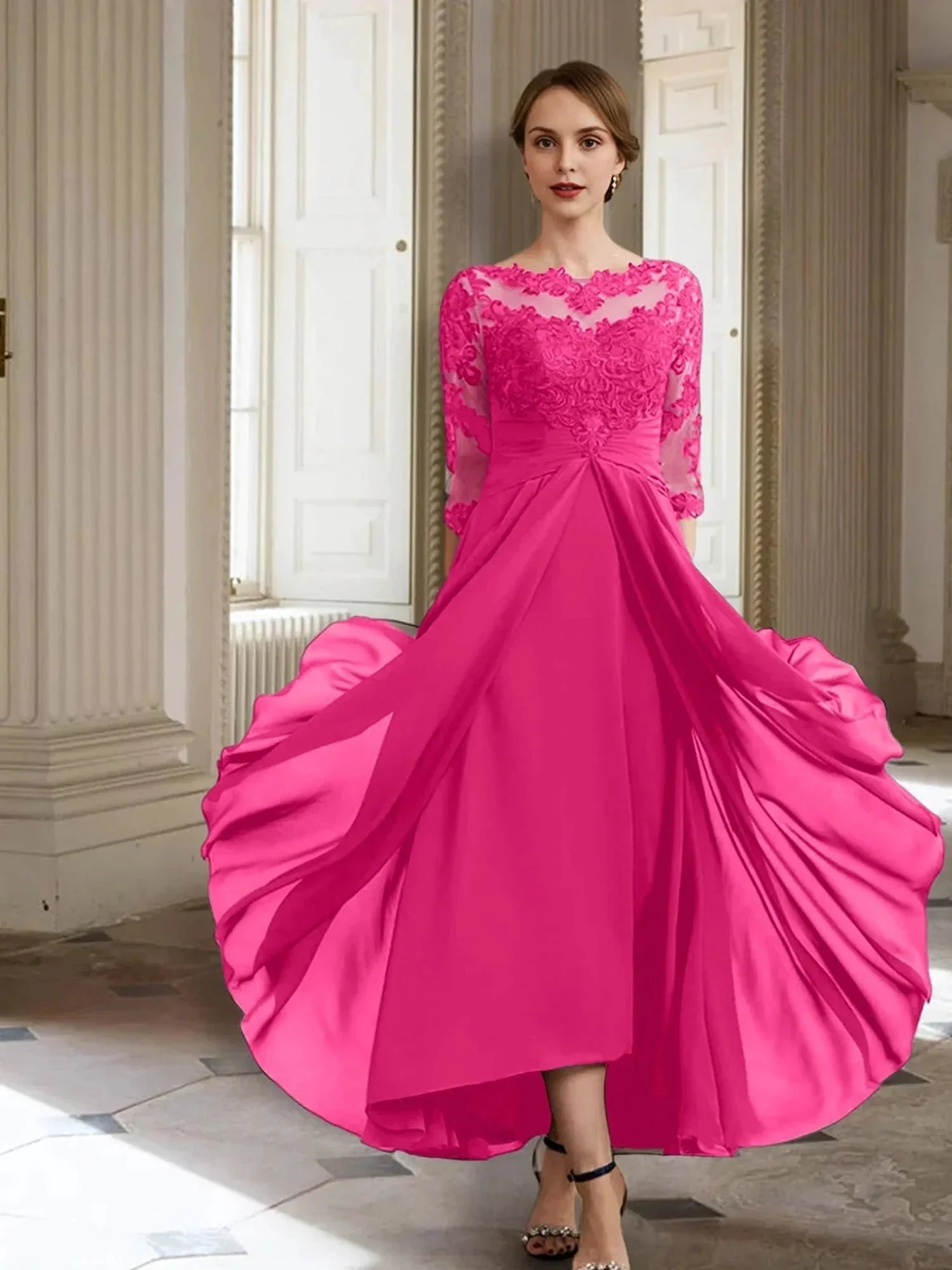 A-Line/Princess Long Sleeves Mother of the Bride Dresses with Applique - Image 74