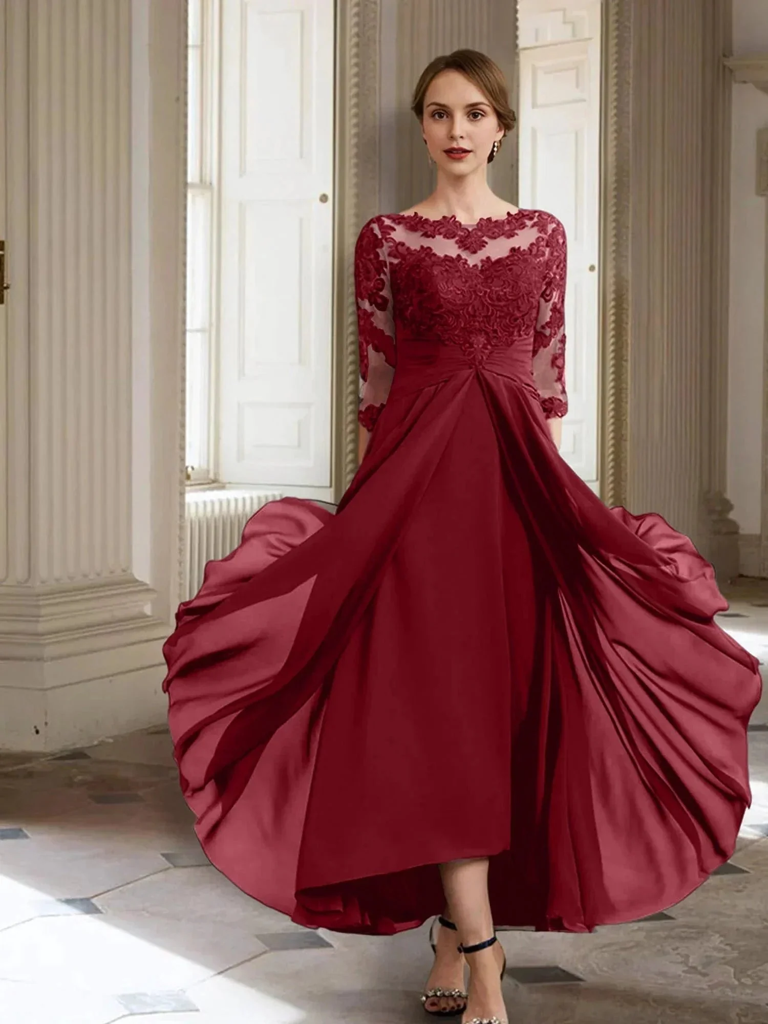 A-Line/Princess Long Sleeves Mother of the Bride Dresses with Applique - Image 81