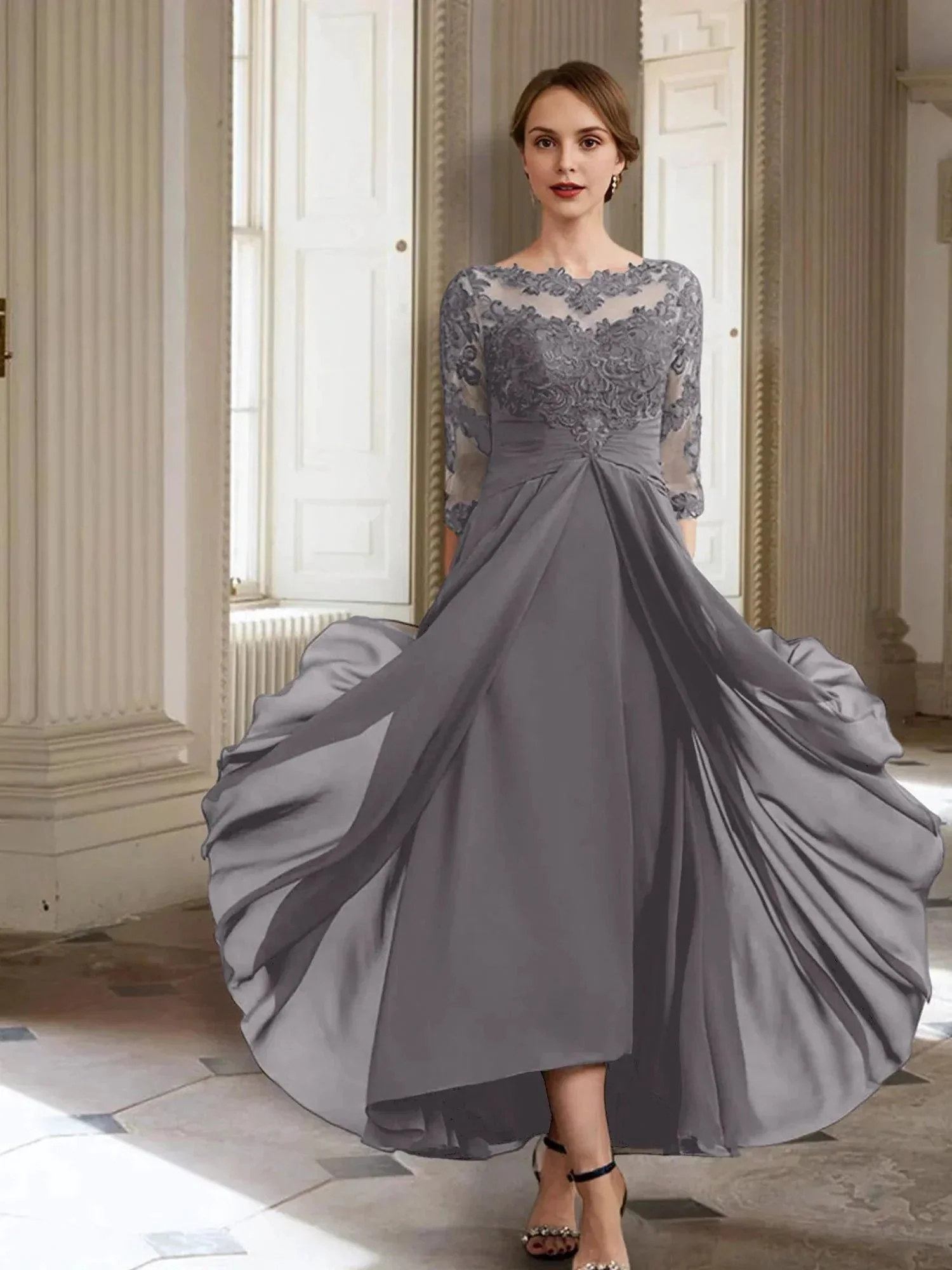A-Line/Princess Long Sleeves Mother of the Bride Dresses with Applique - Image 87