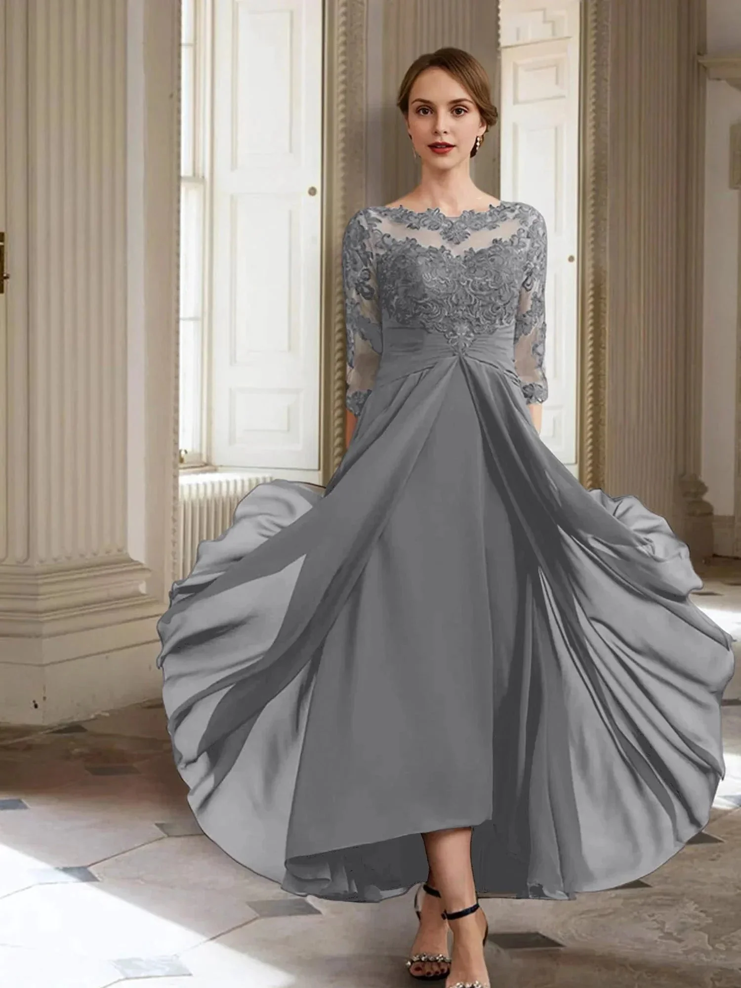 A-Line/Princess Long Sleeves Mother of the Bride Dresses with Applique - Image 88