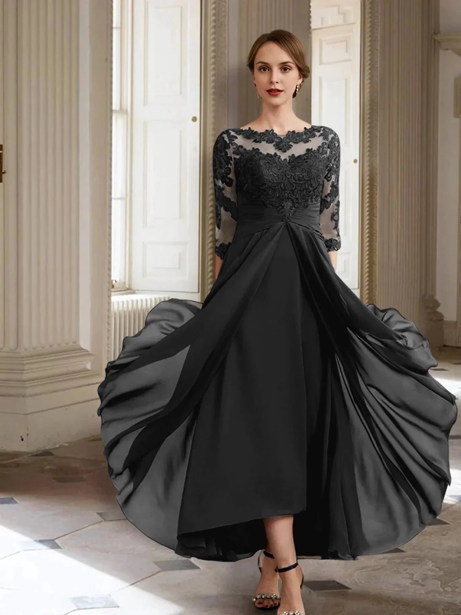 A-Line/Princess Long Sleeves Mother of the Bride Dresses with Applique - Image 91