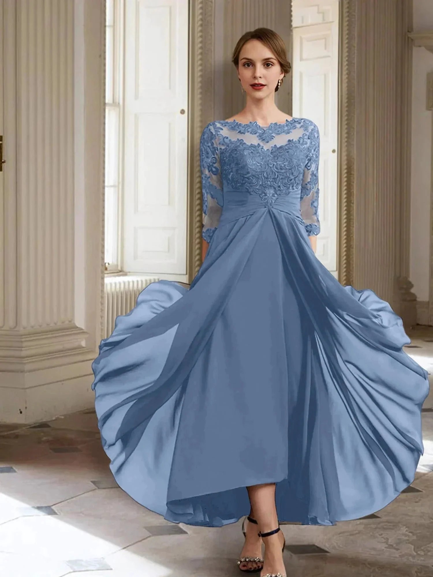 A-Line/Princess Long Sleeves Mother of the Bride Dresses with Applique - Image 94