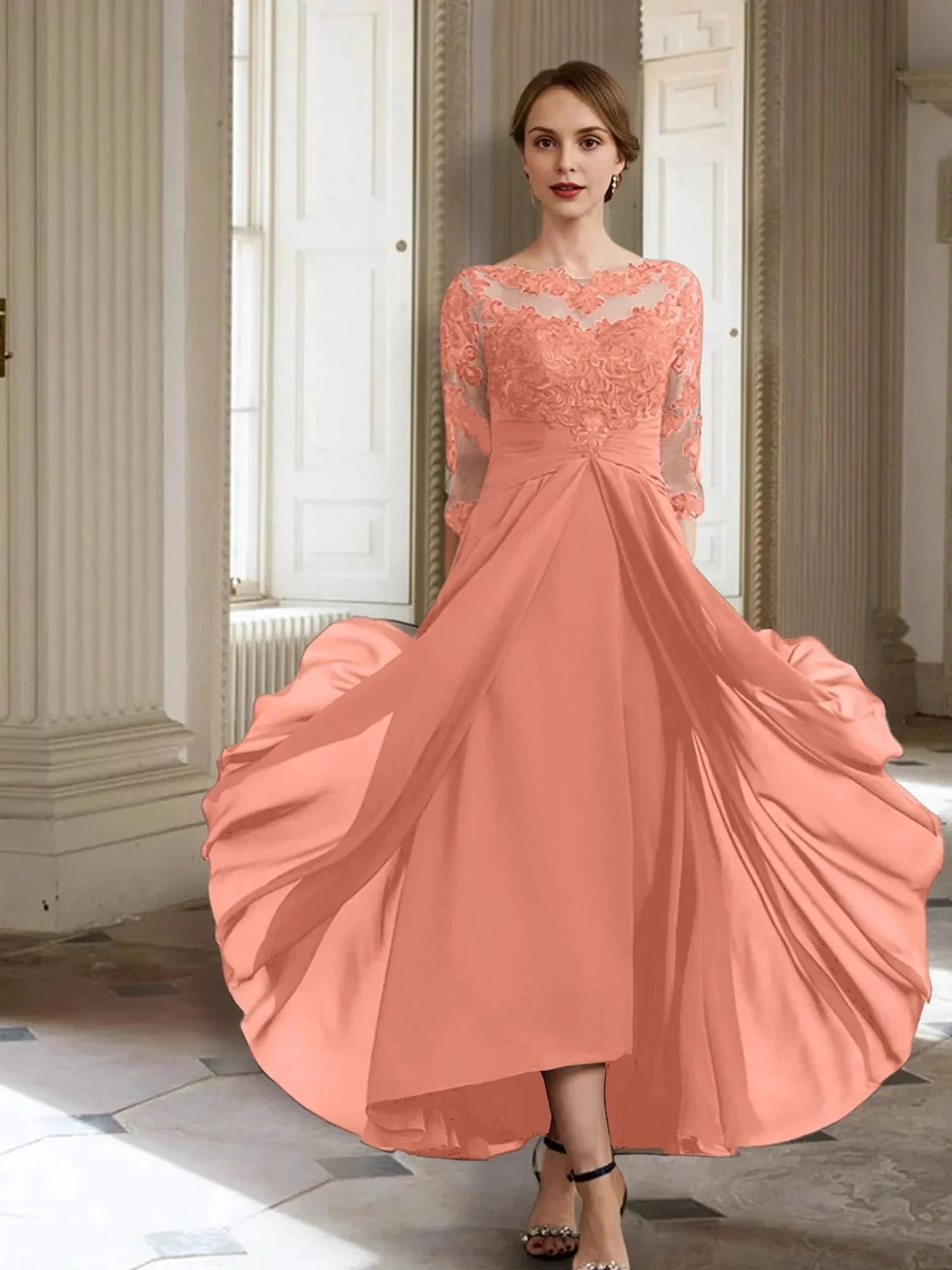 A-Line/Princess Long Sleeves Mother of the Bride Dresses with Applique - Image 96