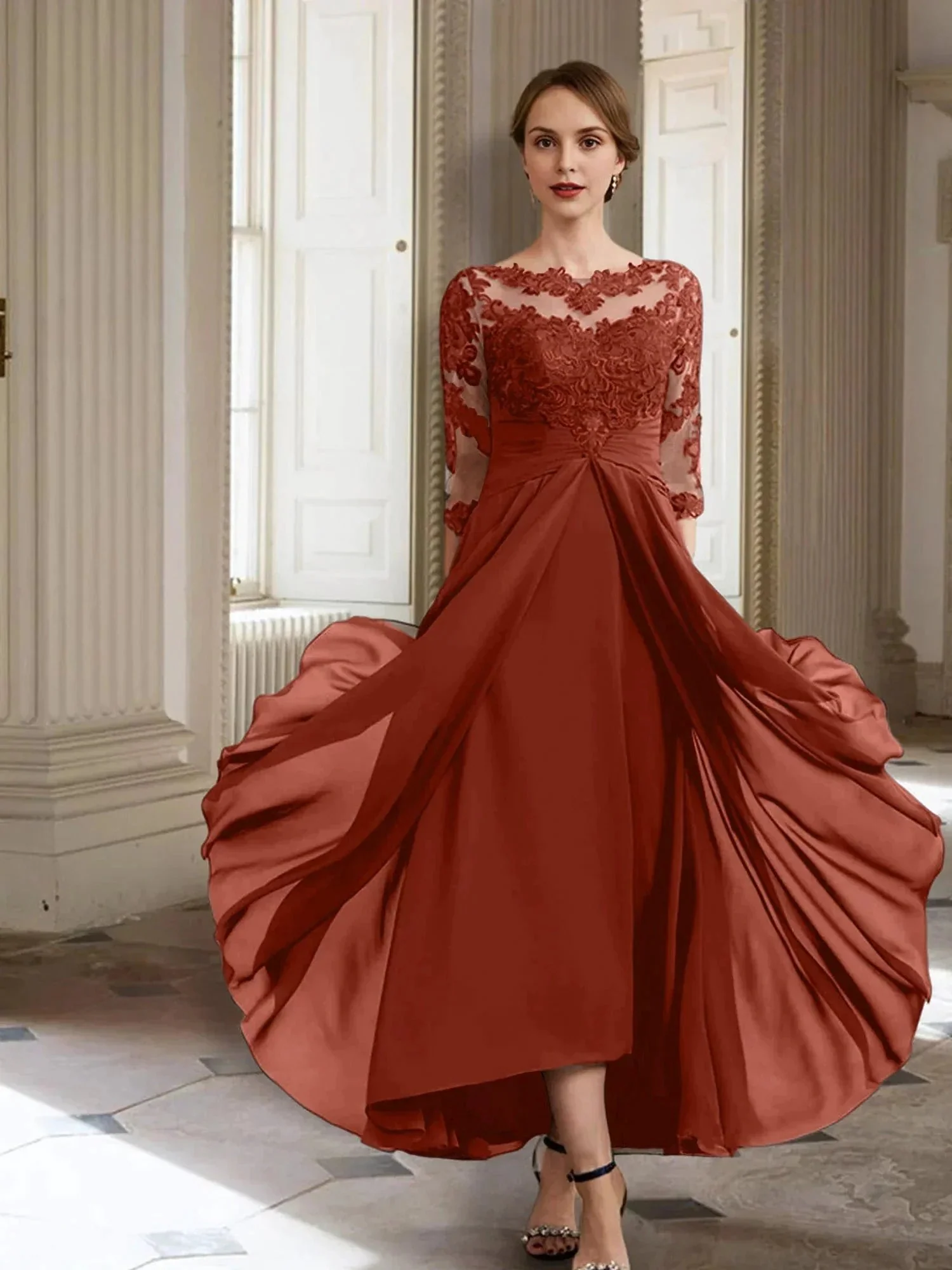 A-Line/Princess Long Sleeves Mother of the Bride Dresses with Applique - Image 98