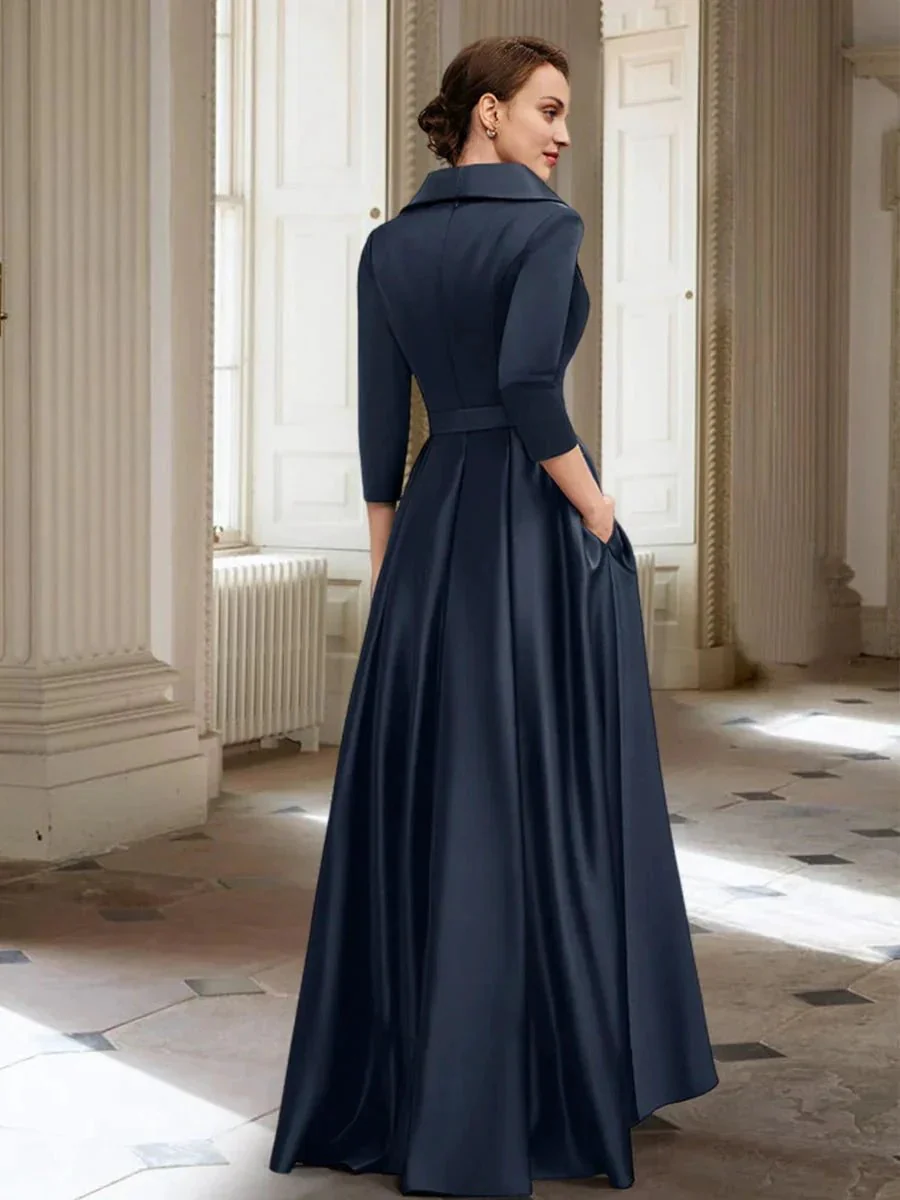 A-Line/Princess Long Sleeves Mother of the Bride Dresses with Pockets & Belt - Image 2
