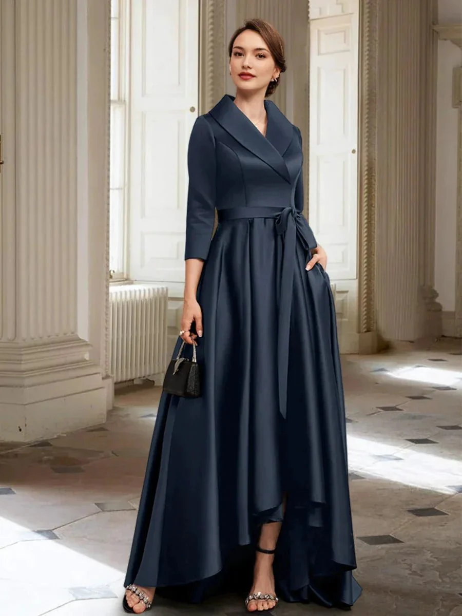 A-Line/Princess Long Sleeves Mother of the Bride Dresses with Pockets & Belt - Image 4