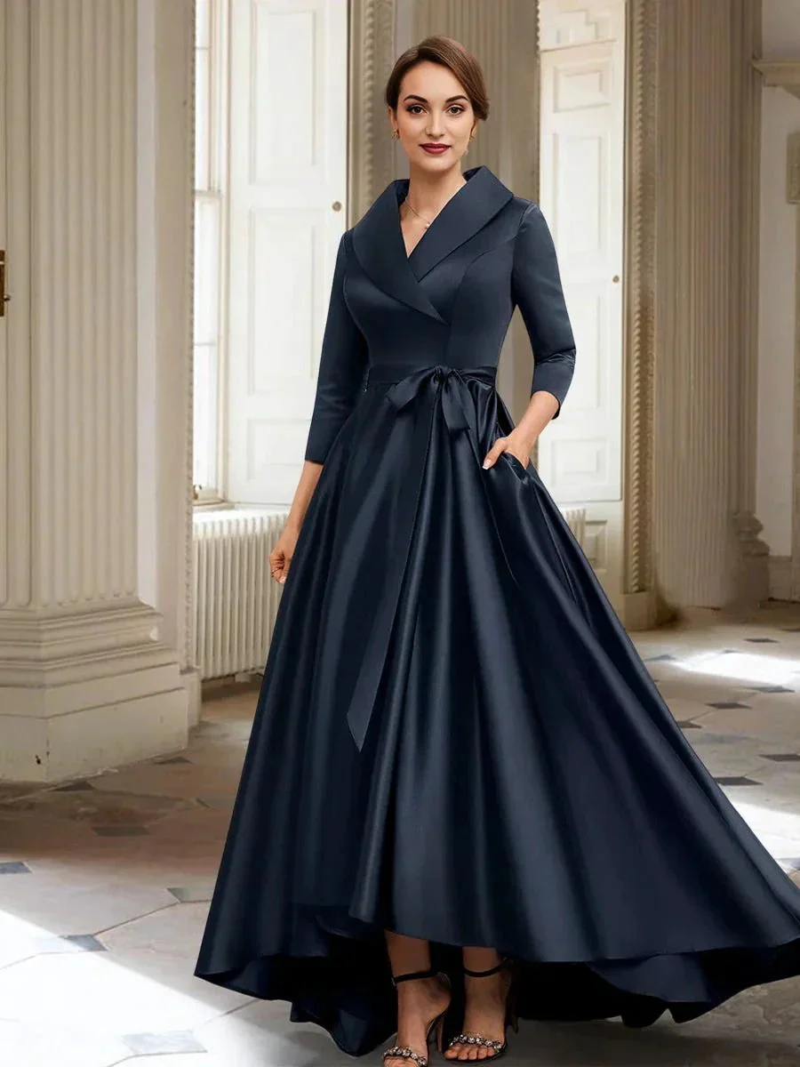 A-Line/Princess Long Sleeves Mother of the Bride Dresses with Pockets & Belt - Image 5