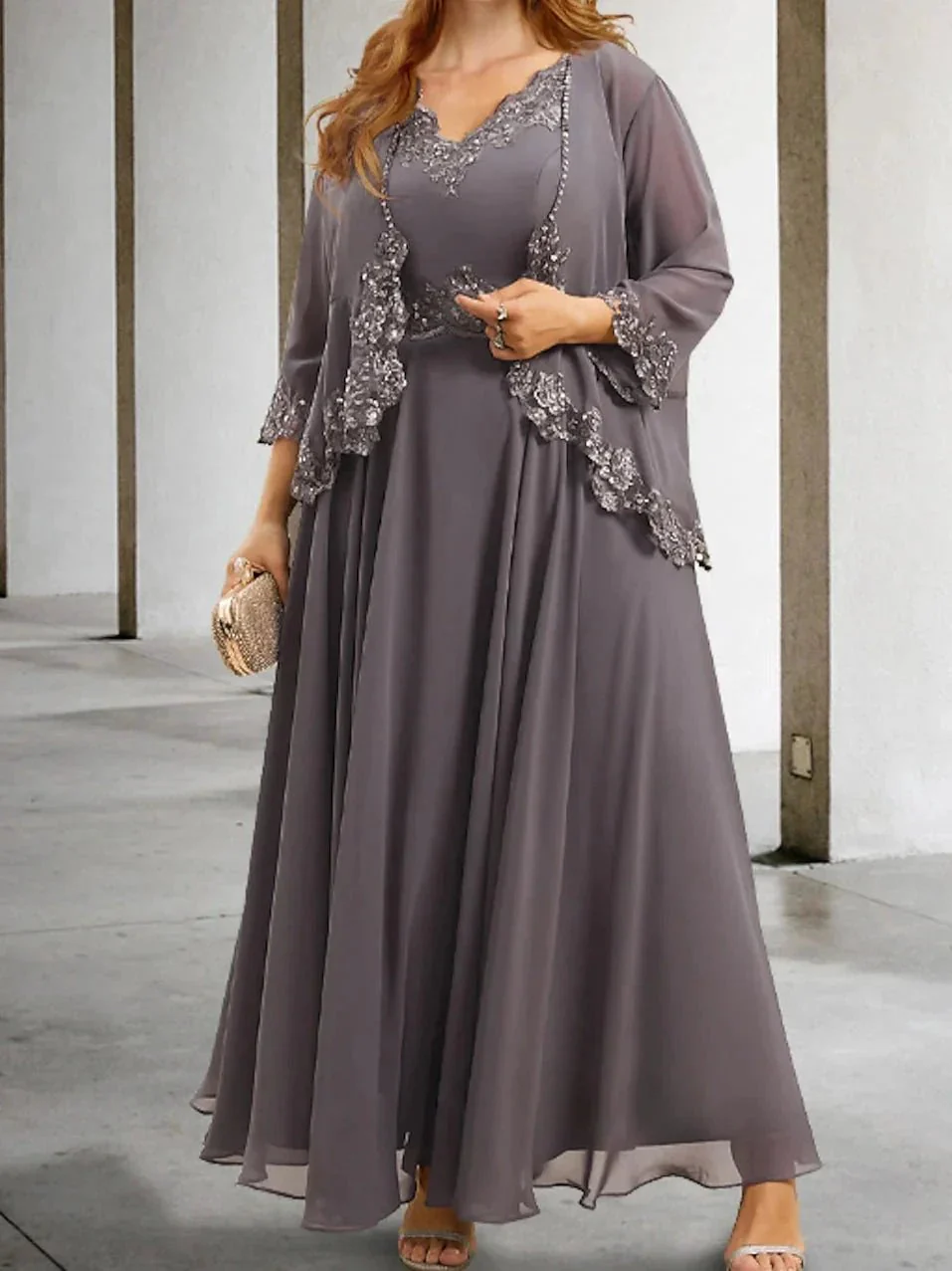 A-Line/Princess Mother of the Bride Dresses with Applique & Sequins - Image 4