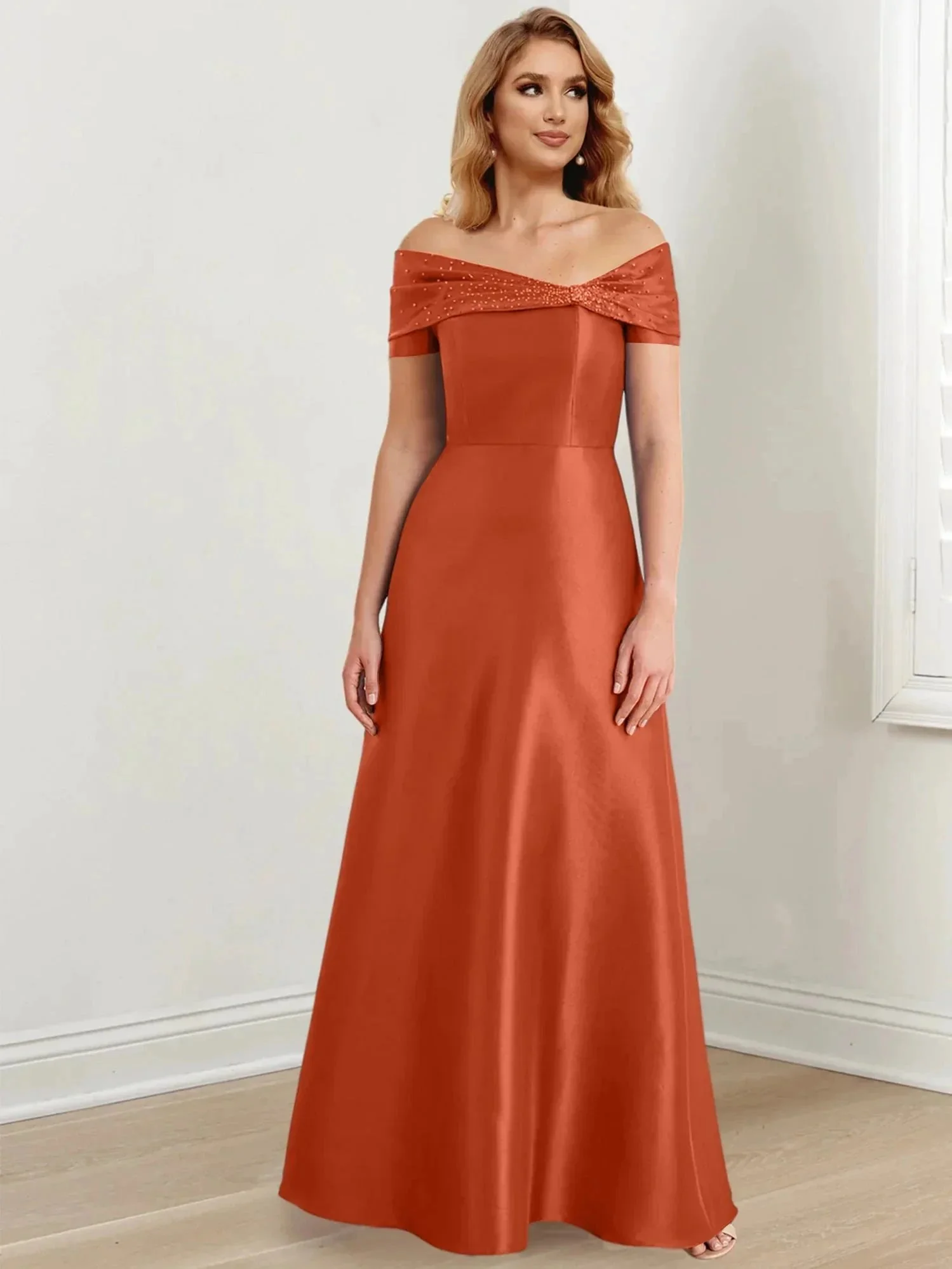 A-Line/Princess Off-the-Shoulder Floor-Length Mother of the Bride Dresses - Image 101