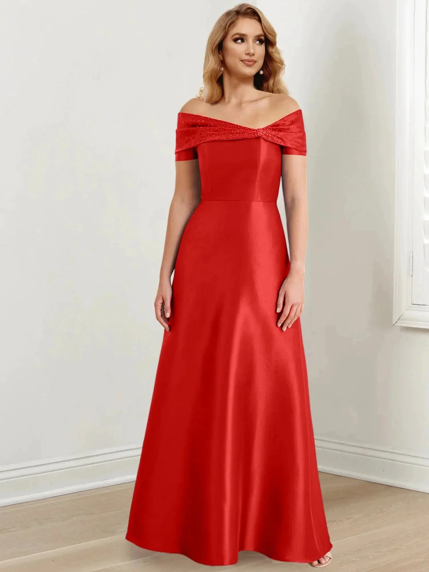 A-Line/Princess Off-the-Shoulder Floor-Length Mother of the Bride Dresses - Image 103