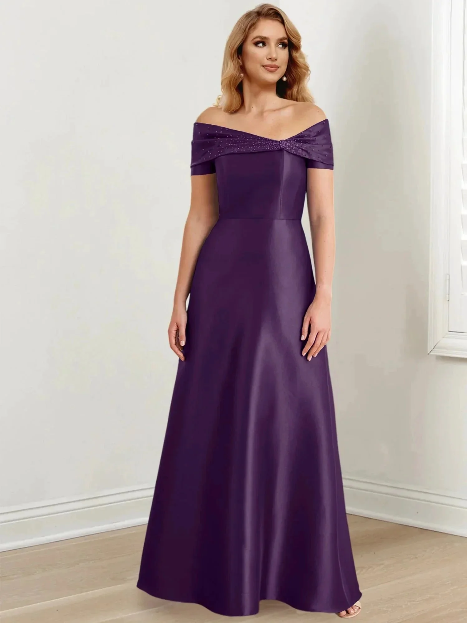 A-Line/Princess Off-the-Shoulder Floor-Length Mother of the Bride Dresses - Image 105