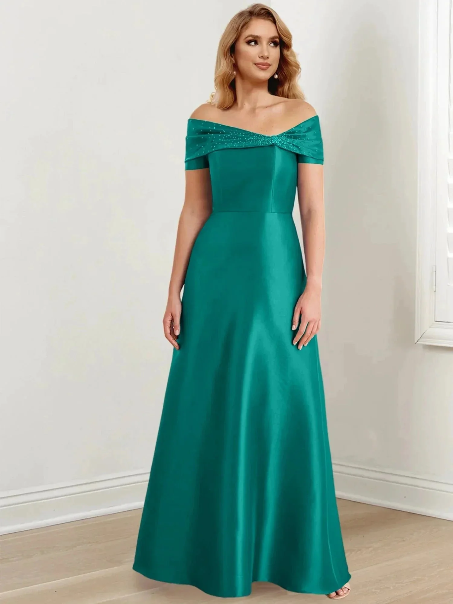 A-Line/Princess Off-the-Shoulder Floor-Length Mother of the Bride Dresses - Image 106