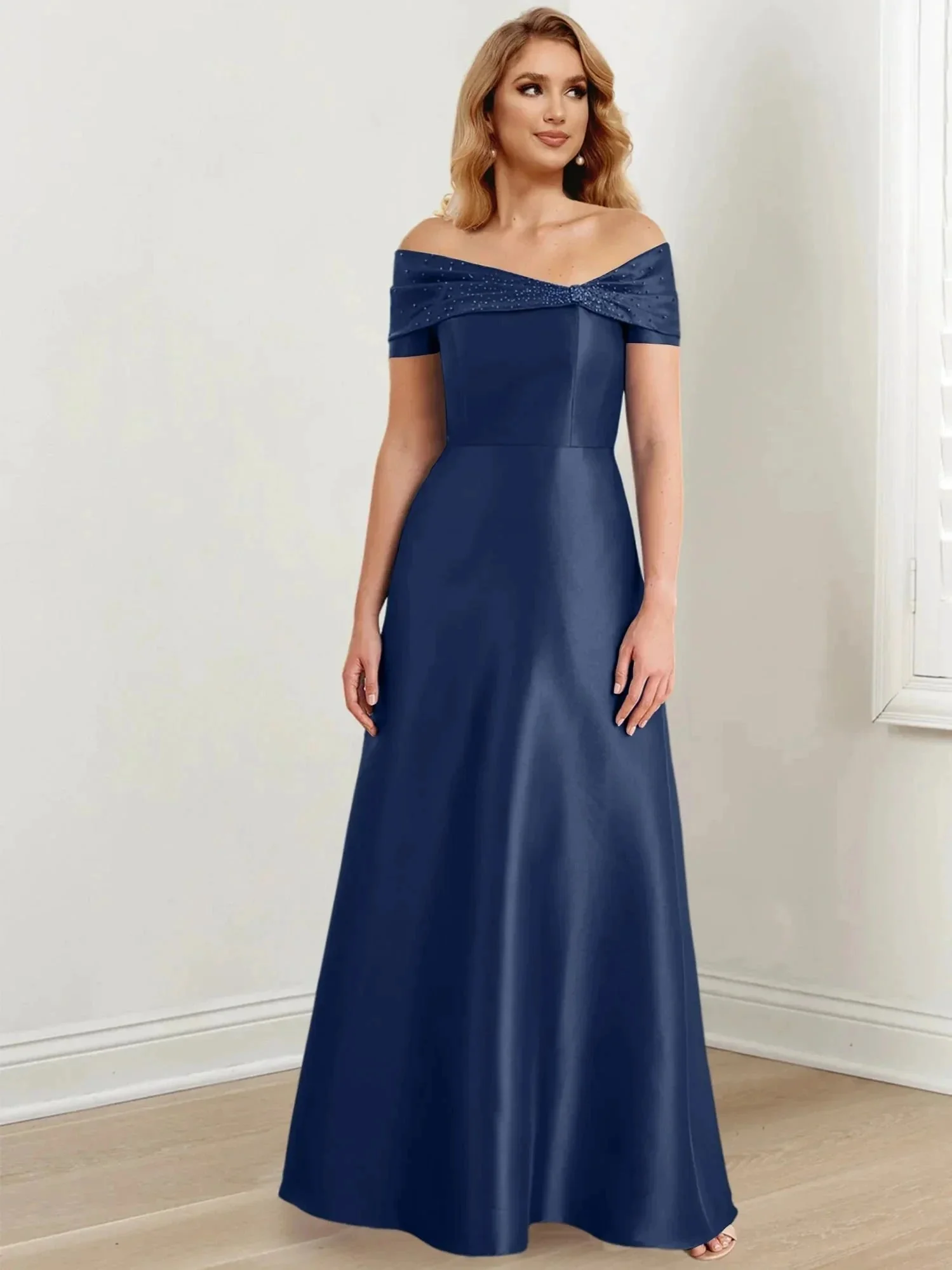 A-Line/Princess Off-the-Shoulder Floor-Length Mother of the Bride Dresses - Image 109