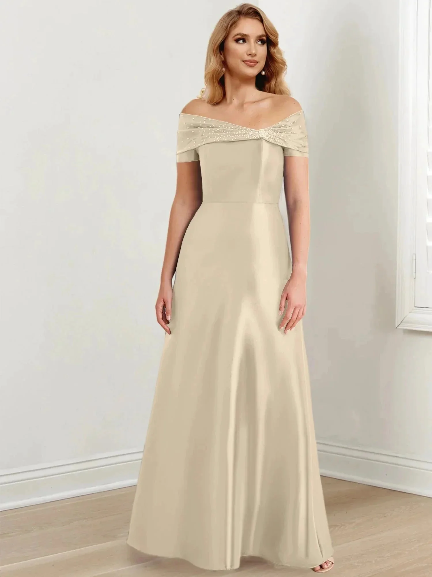 A-Line/Princess Off-the-Shoulder Floor-Length Mother of the Bride Dresses - Image 11