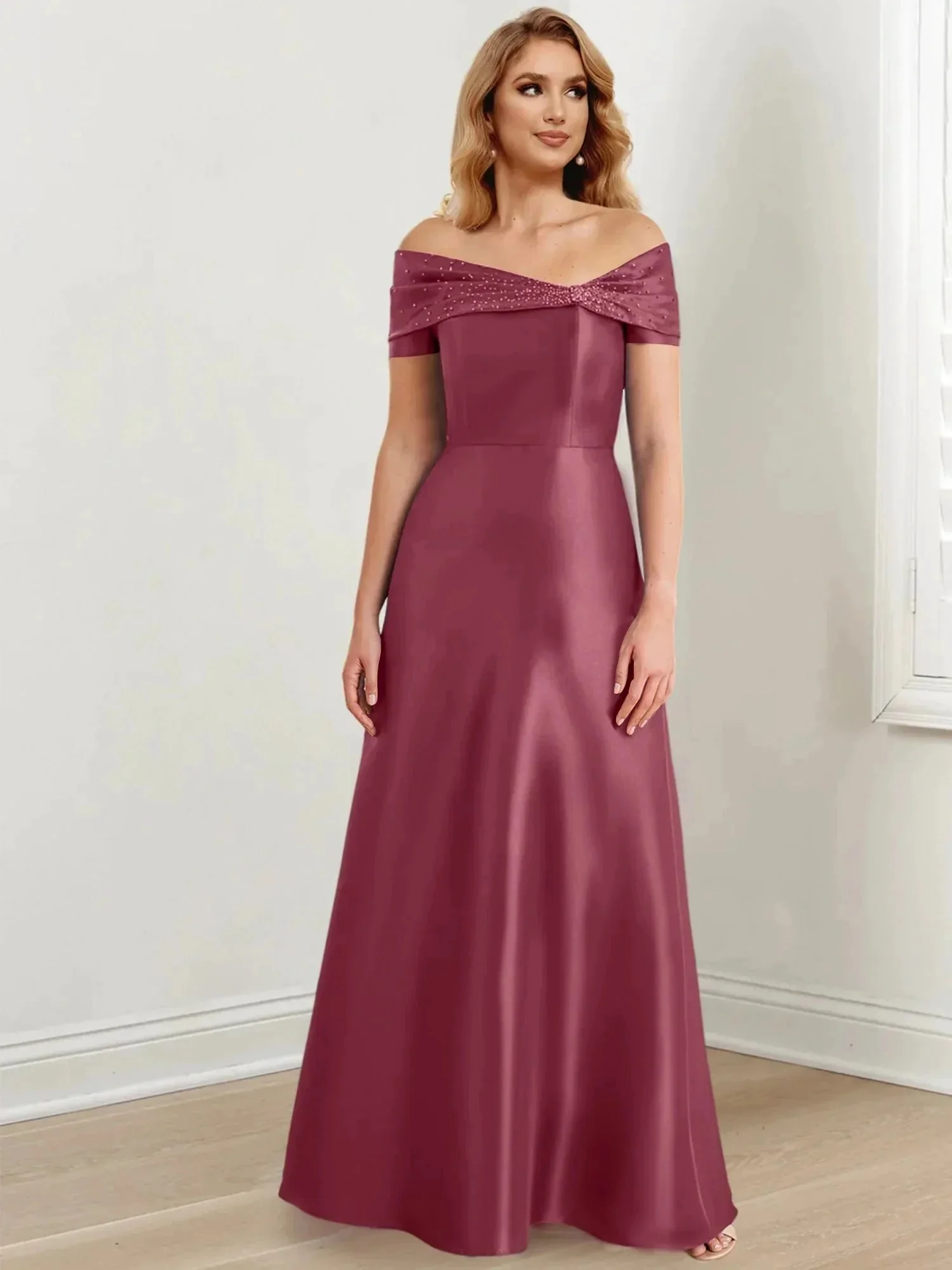 A-Line/Princess Off-the-Shoulder Floor-Length Mother of the Bride Dresses - Image 111