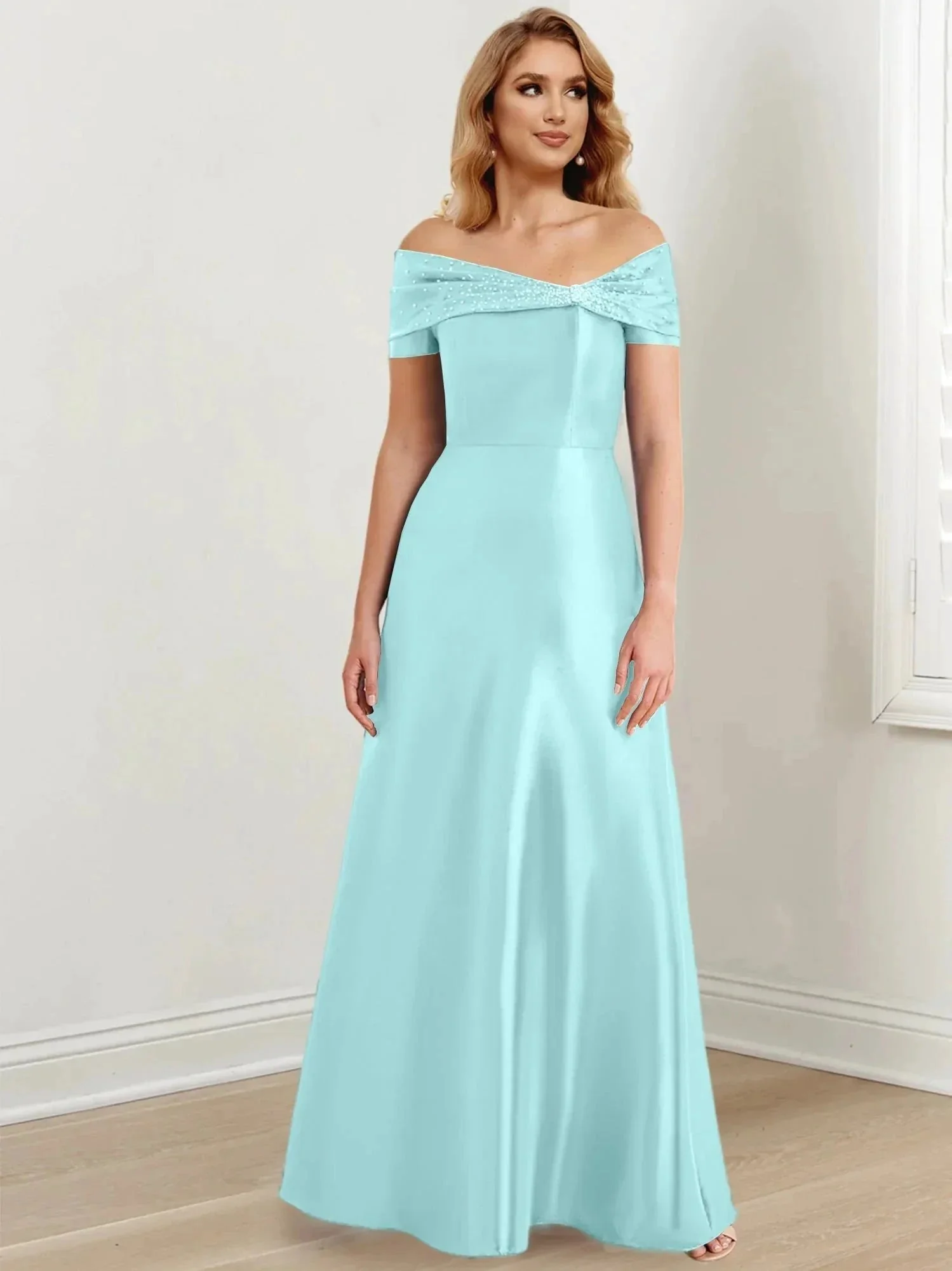 A-Line/Princess Off-the-Shoulder Floor-Length Mother of the Bride Dresses - Image 116