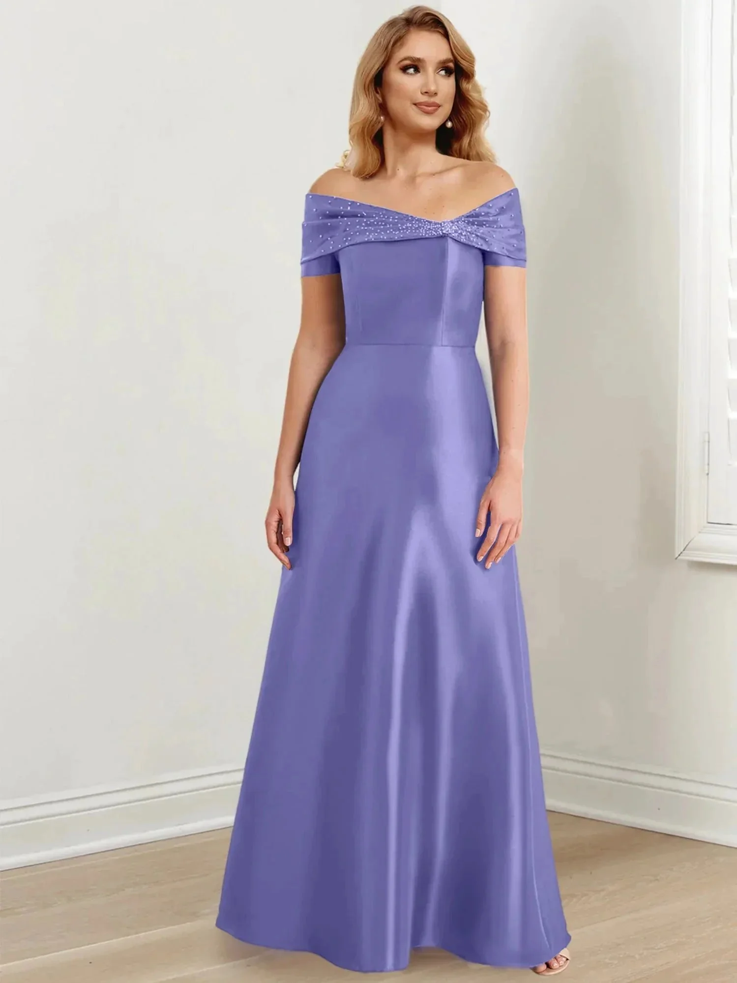 A-Line/Princess Off-the-Shoulder Floor-Length Mother of the Bride Dresses - Image 118