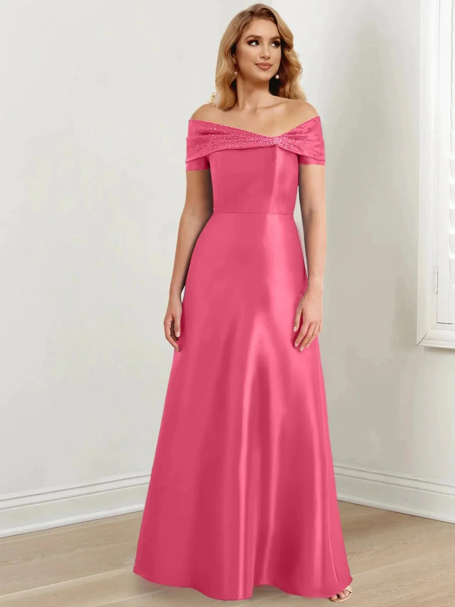 A-Line/Princess Off-the-Shoulder Floor-Length Mother of the Bride Dresses - Image 125