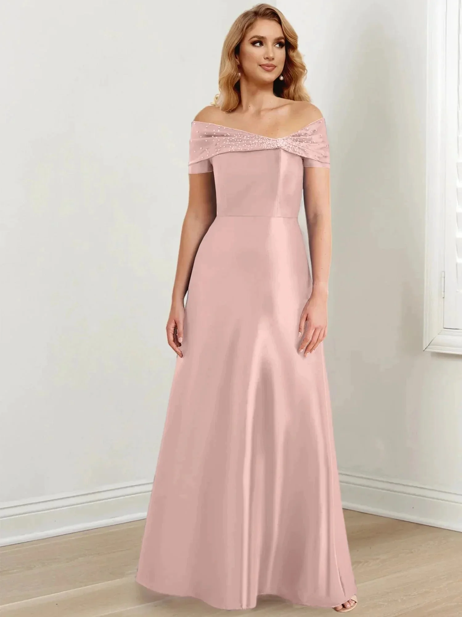 A-Line/Princess Off-the-Shoulder Floor-Length Mother of the Bride Dresses - Image 130