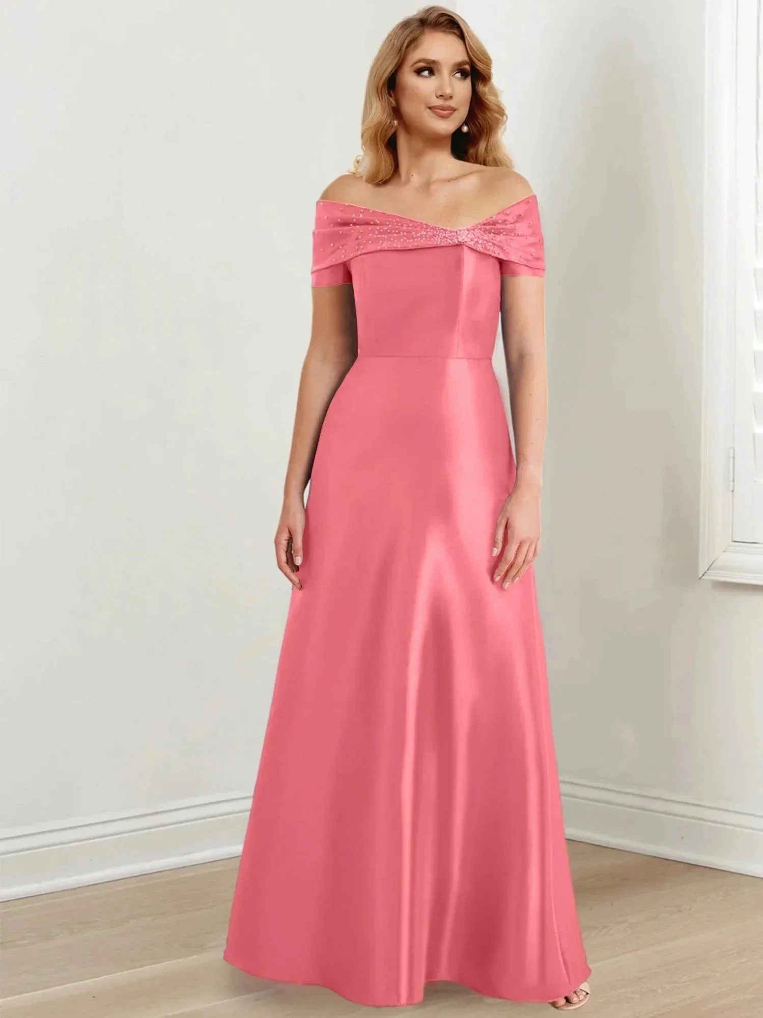 A-Line/Princess Off-the-Shoulder Floor-Length Mother of the Bride Dresses - Image 133