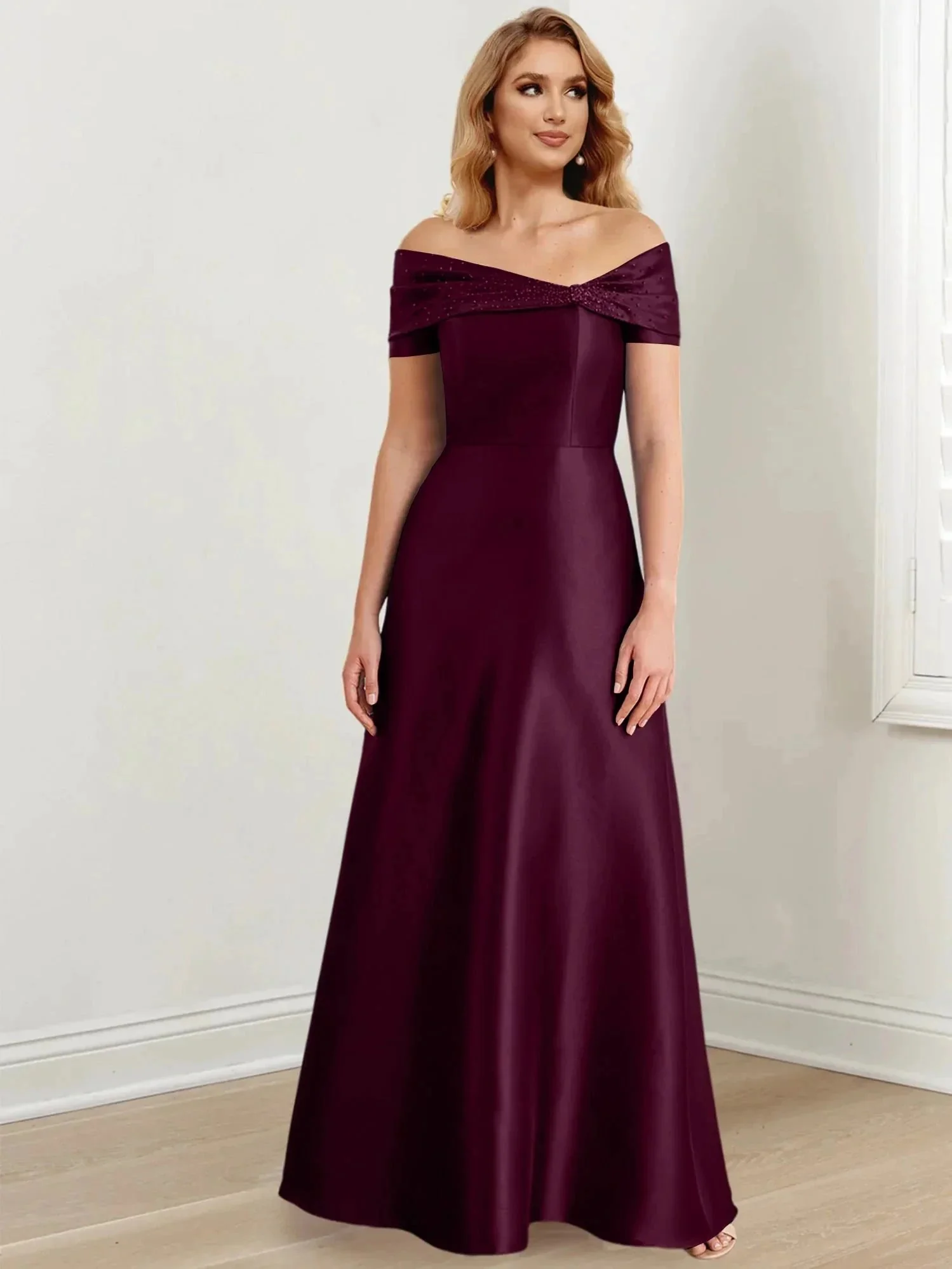 A-Line/Princess Off-the-Shoulder Floor-Length Mother of the Bride Dresses - Image 136