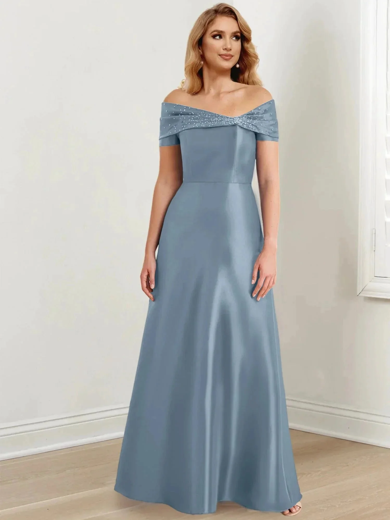 A-Line/Princess Off-the-Shoulder Floor-Length Mother of the Bride Dresses - Image 15