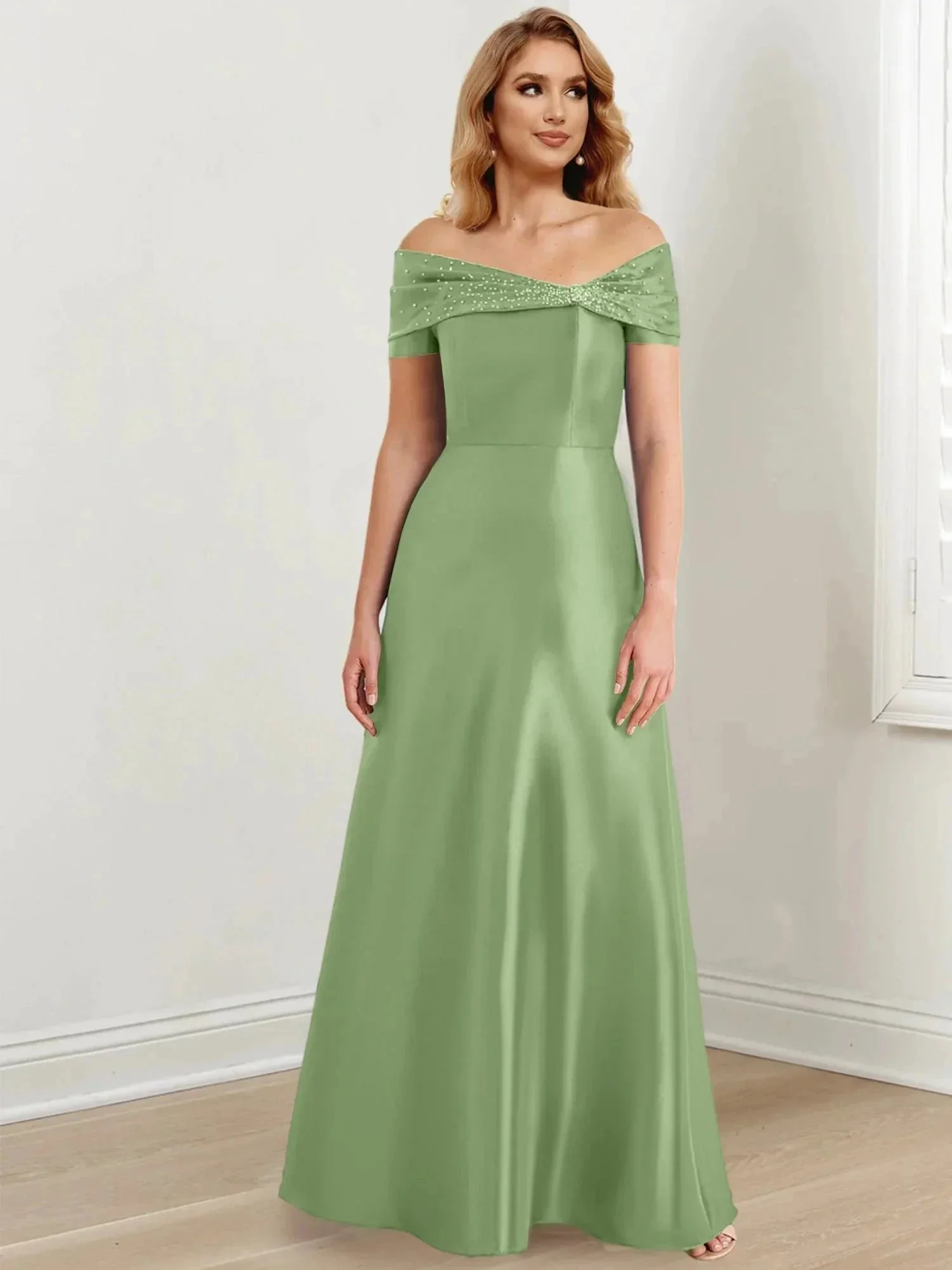 A-Line/Princess Off-the-Shoulder Floor-Length Mother of the Bride Dresses - Image 18