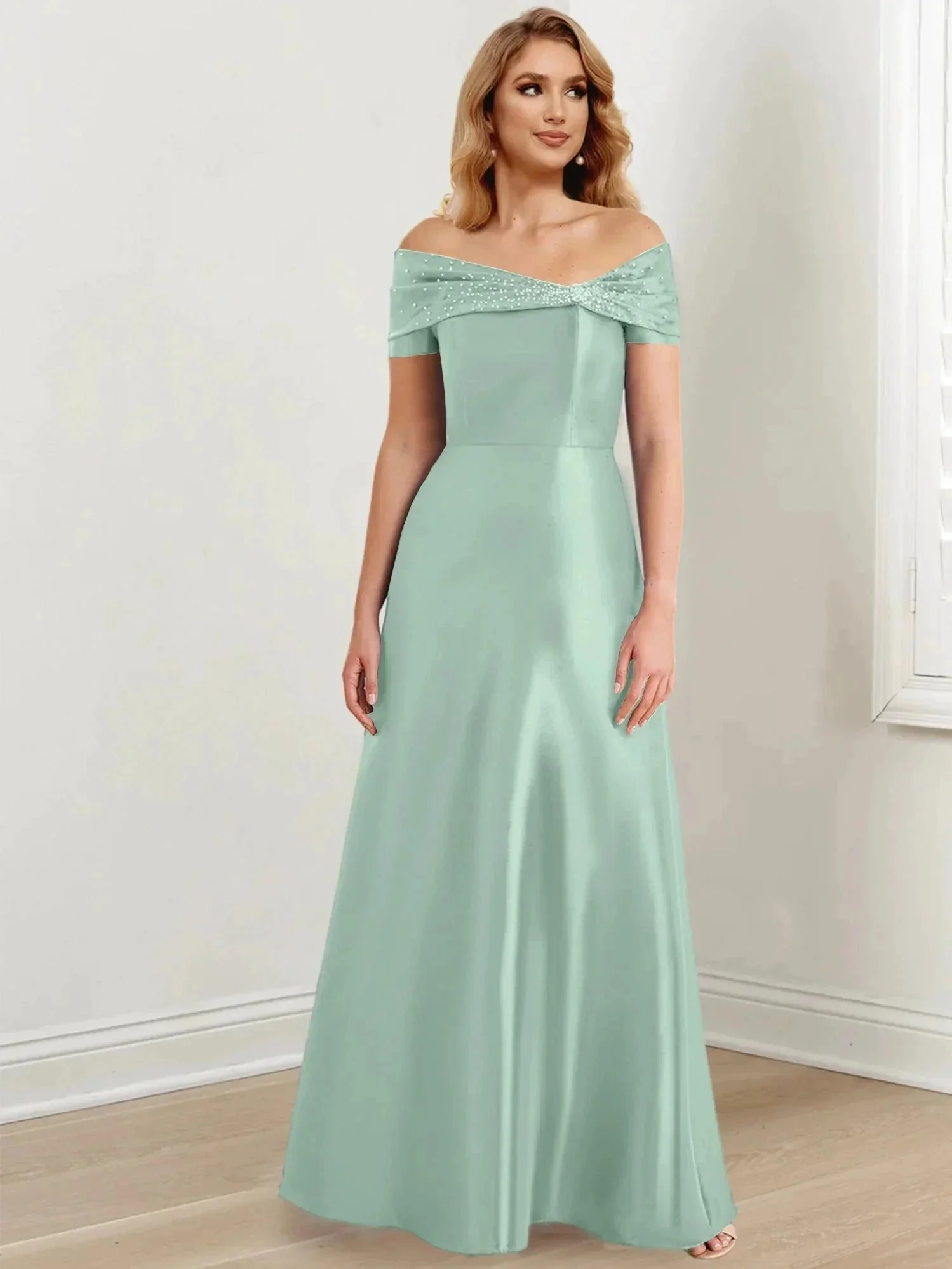 A-Line/Princess Off-the-Shoulder Floor-Length Mother of the Bride Dresses - Image 20