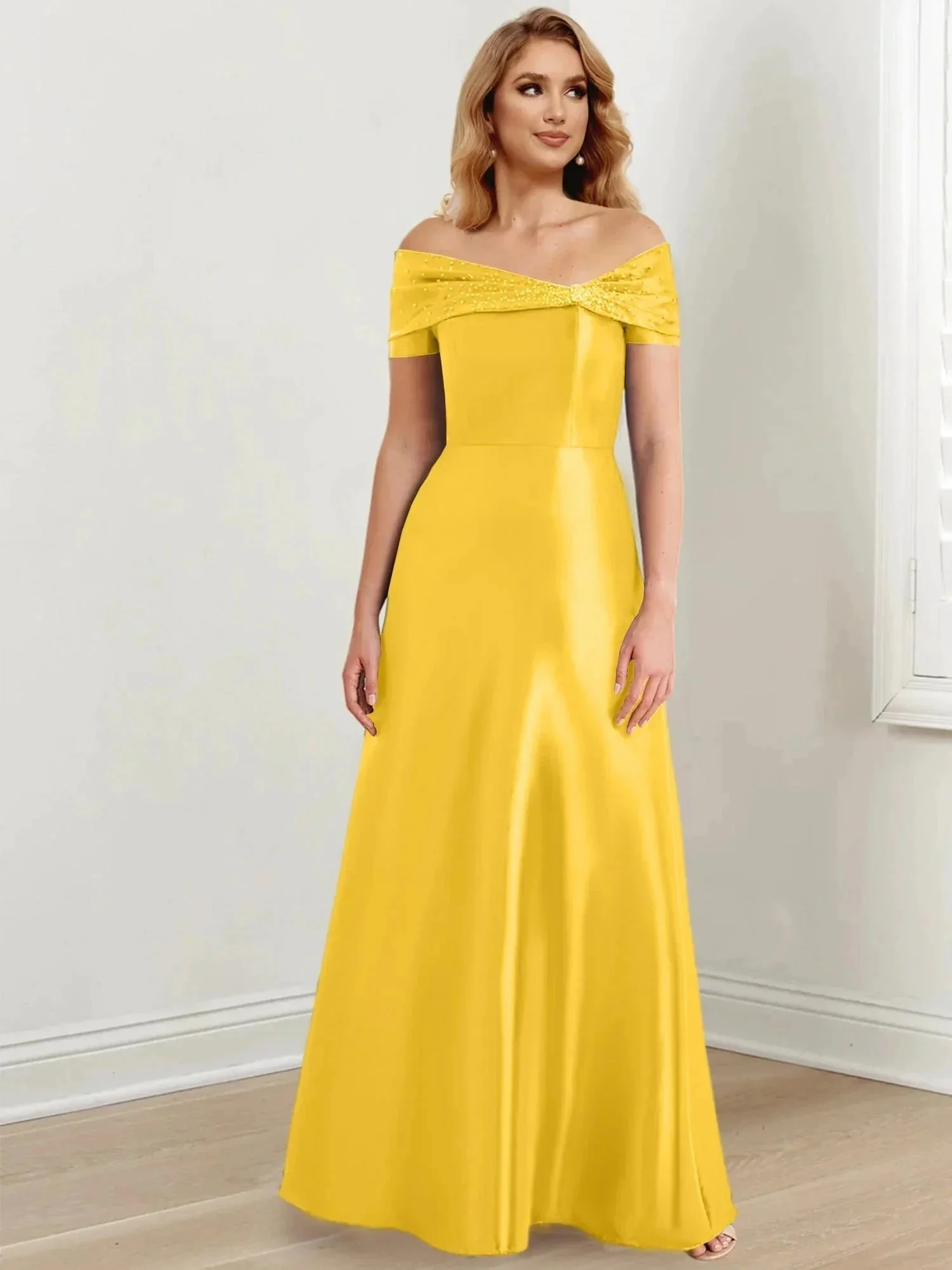 A-Line/Princess Off-the-Shoulder Floor-Length Mother of the Bride Dresses - Image 23