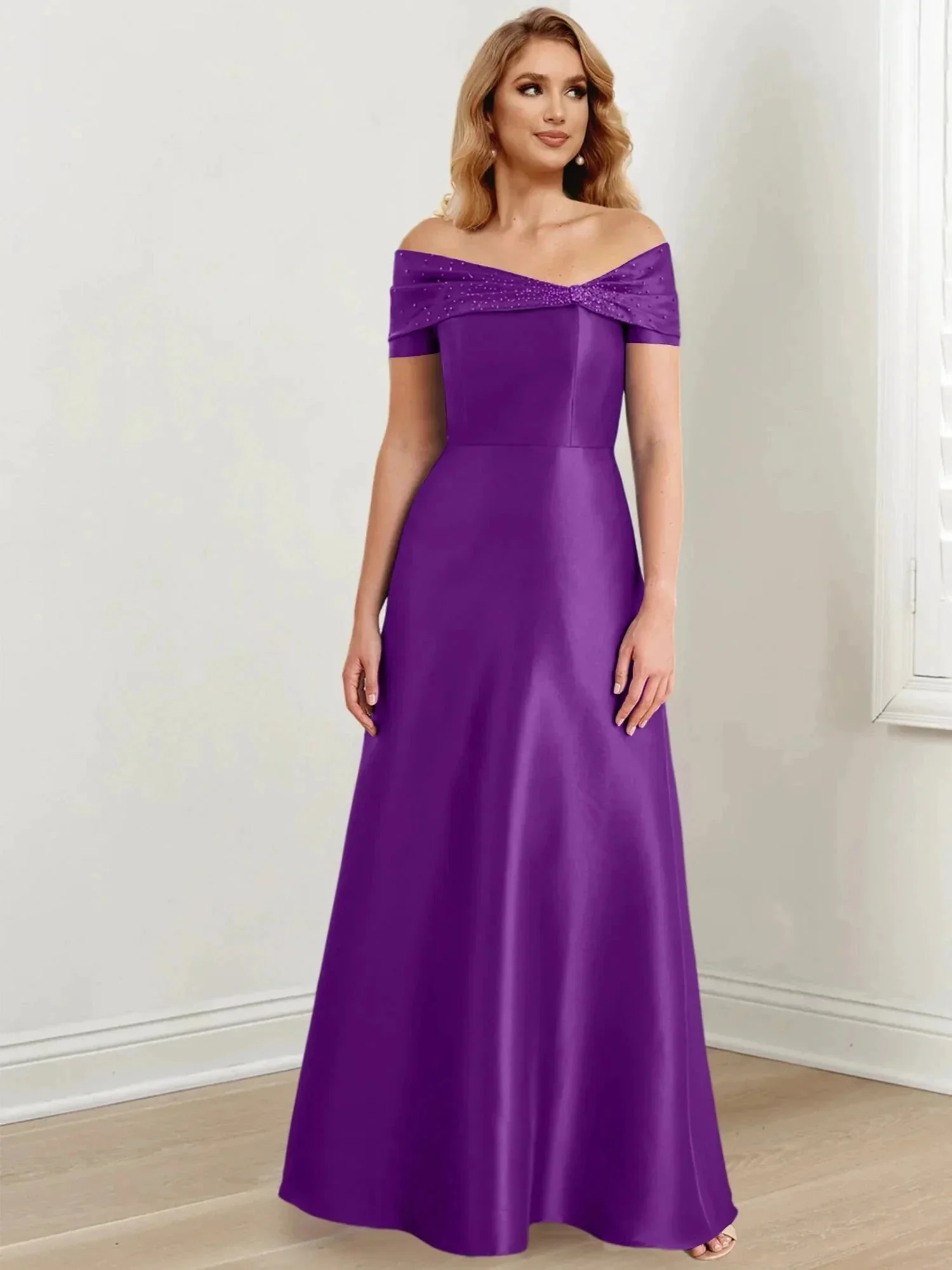 A-Line/Princess Off-the-Shoulder Floor-Length Mother of the Bride Dresses - Image 24