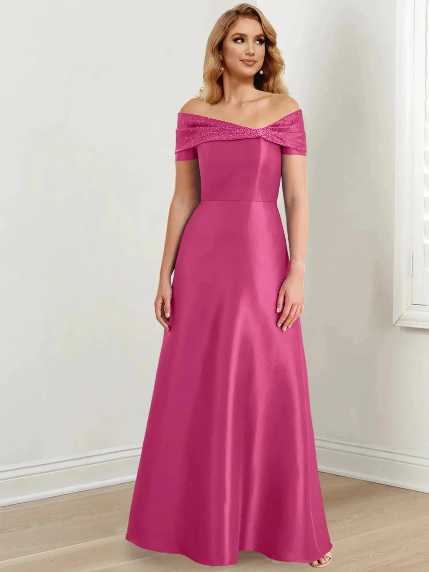 A-Line/Princess Off-the-Shoulder Floor-Length Mother of the Bride Dresses - Image 27