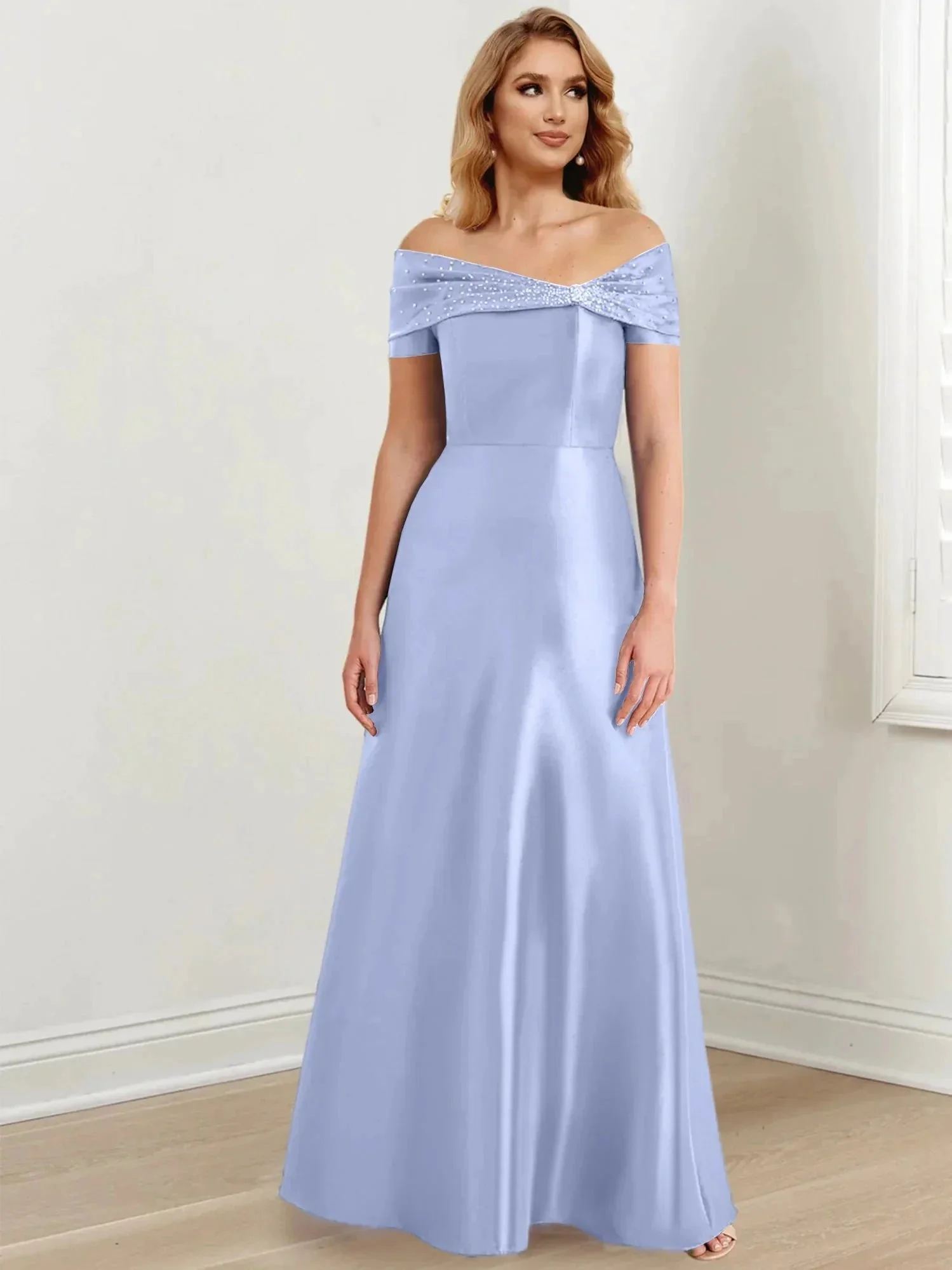 A-Line/Princess Off-the-Shoulder Floor-Length Mother of the Bride Dresses - Image 29