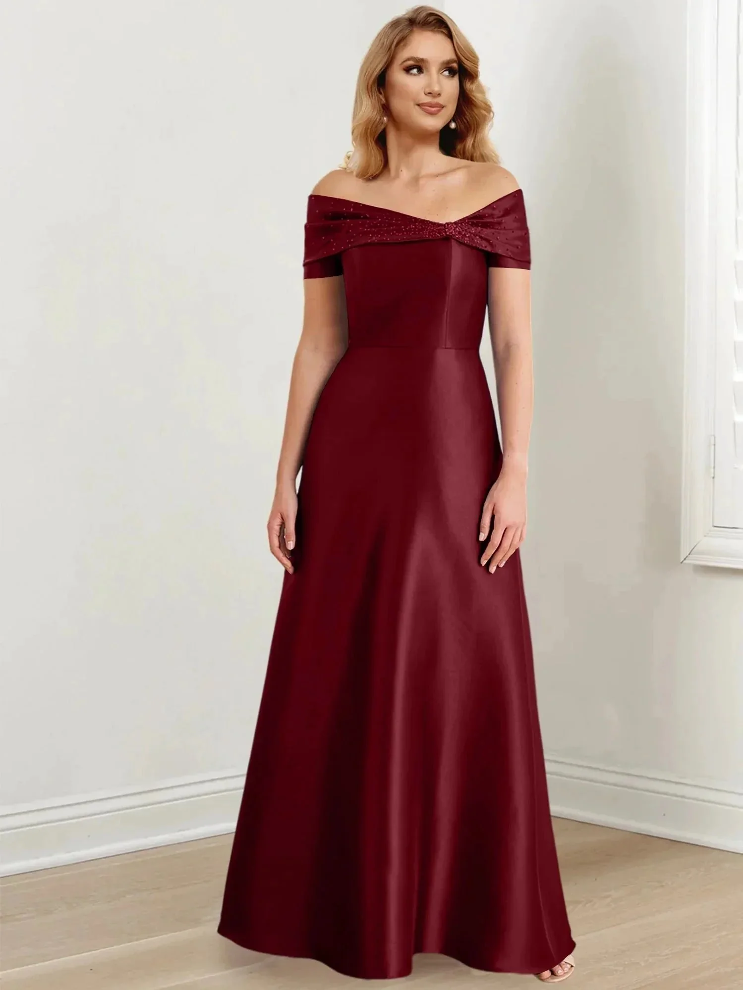 A-Line/Princess Off-the-Shoulder Floor-Length Mother of the Bride Dresses - Image 31