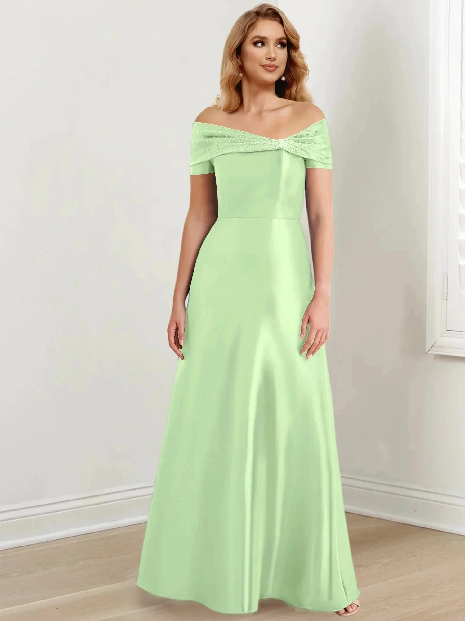 A-Line/Princess Off-the-Shoulder Floor-Length Mother of the Bride Dresses - Image 39