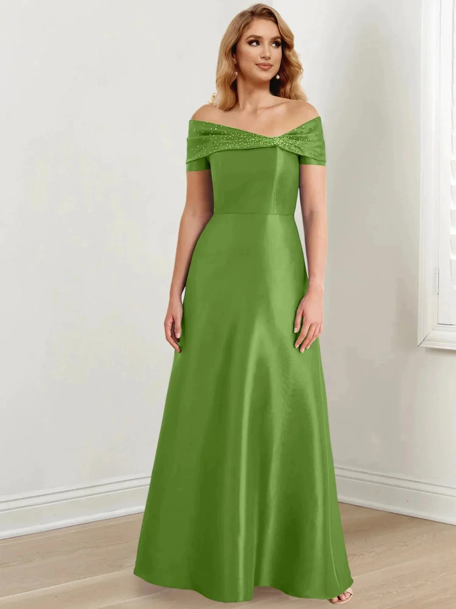 A-Line/Princess Off-the-Shoulder Floor-Length Mother of the Bride Dresses - Image 45
