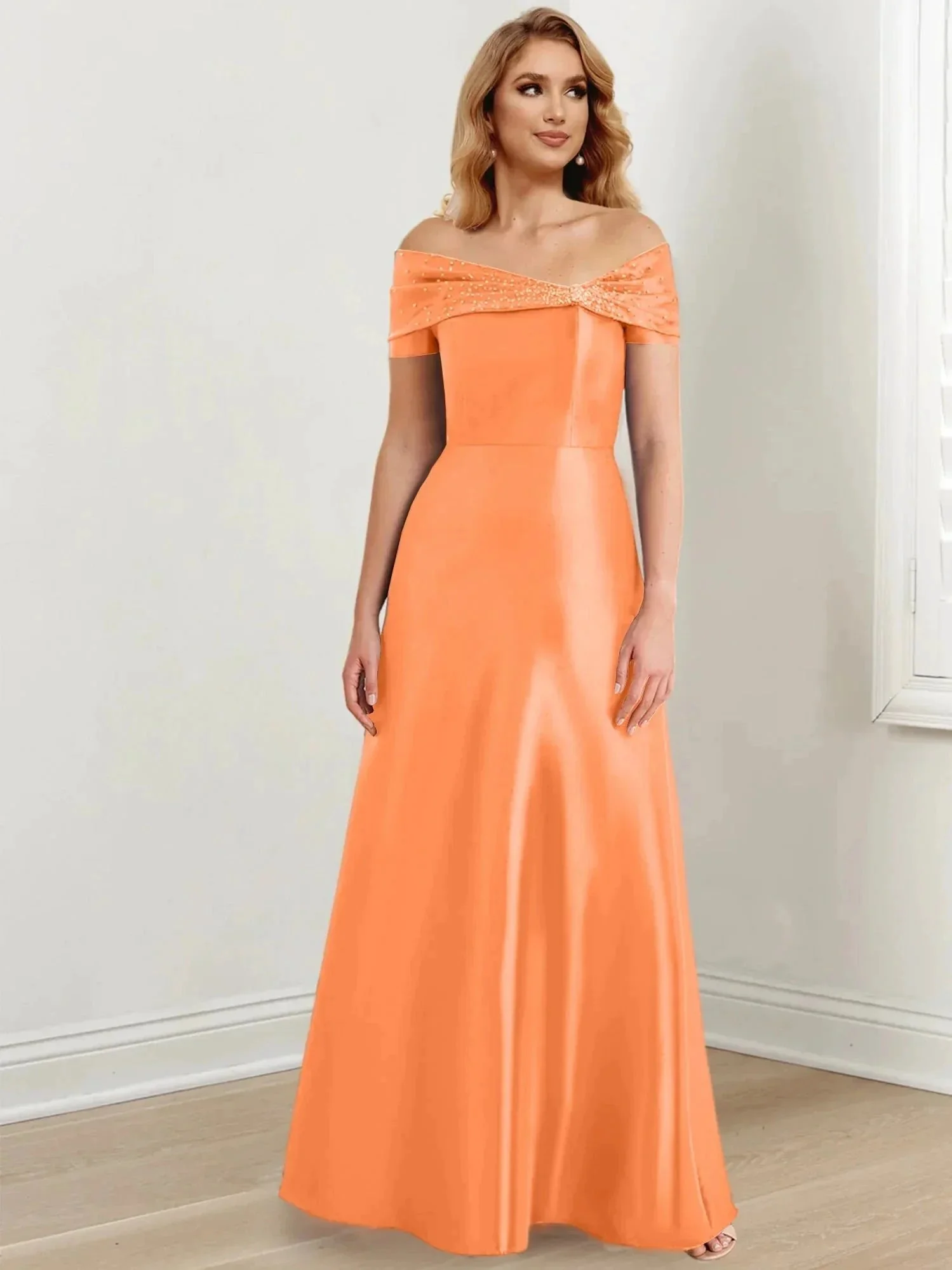 A-Line/Princess Off-the-Shoulder Floor-Length Mother of the Bride Dresses - Image 46