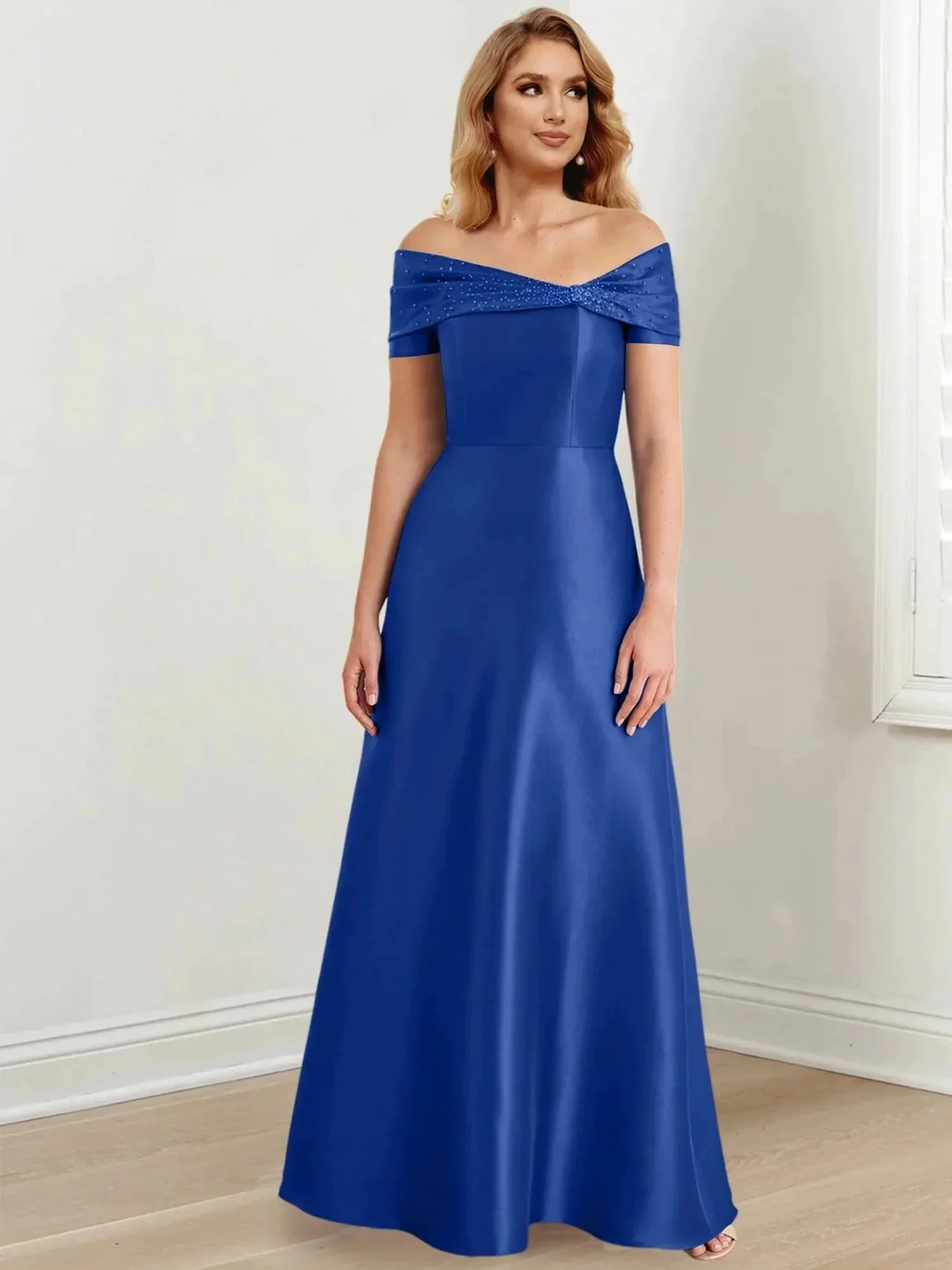 A-Line/Princess Off-the-Shoulder Floor-Length Mother of the Bride Dresses - Image 55