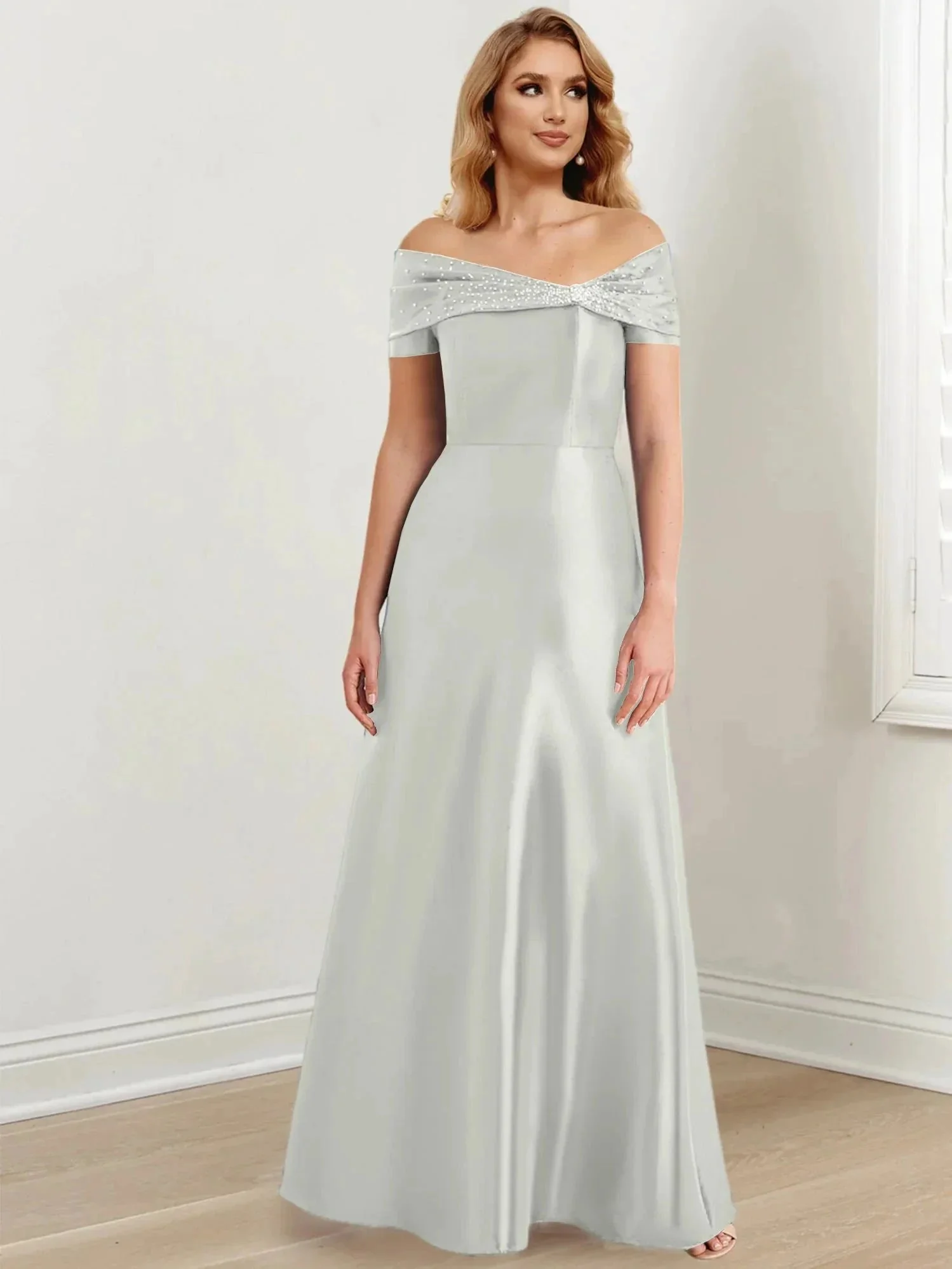 A-Line/Princess Off-the-Shoulder Floor-Length Mother of the Bride Dresses - Image 59