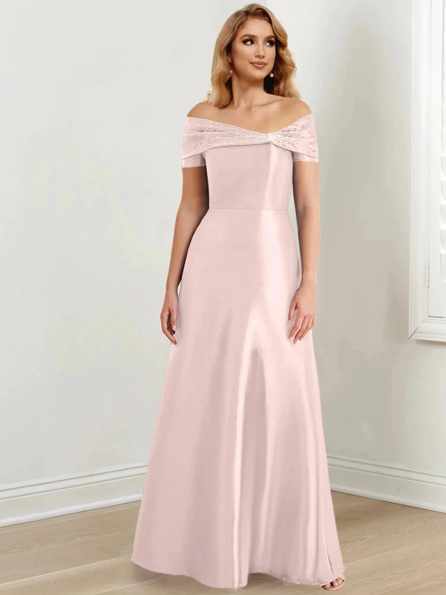 A-Line/Princess Off-the-Shoulder Floor-Length Mother of the Bride Dresses - Image 6