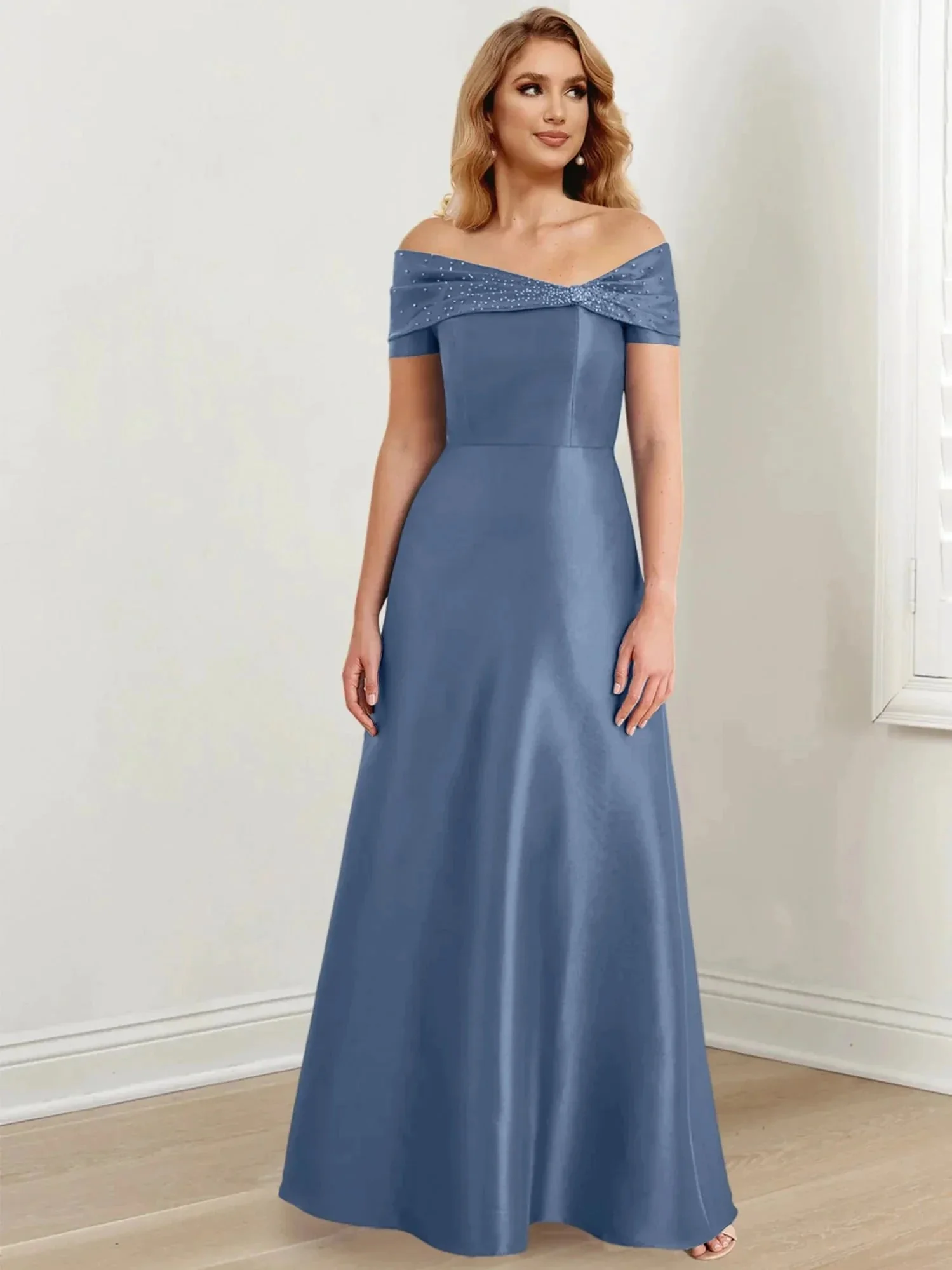 A-Line/Princess Off-the-Shoulder Floor-Length Mother of the Bride Dresses - Image 63