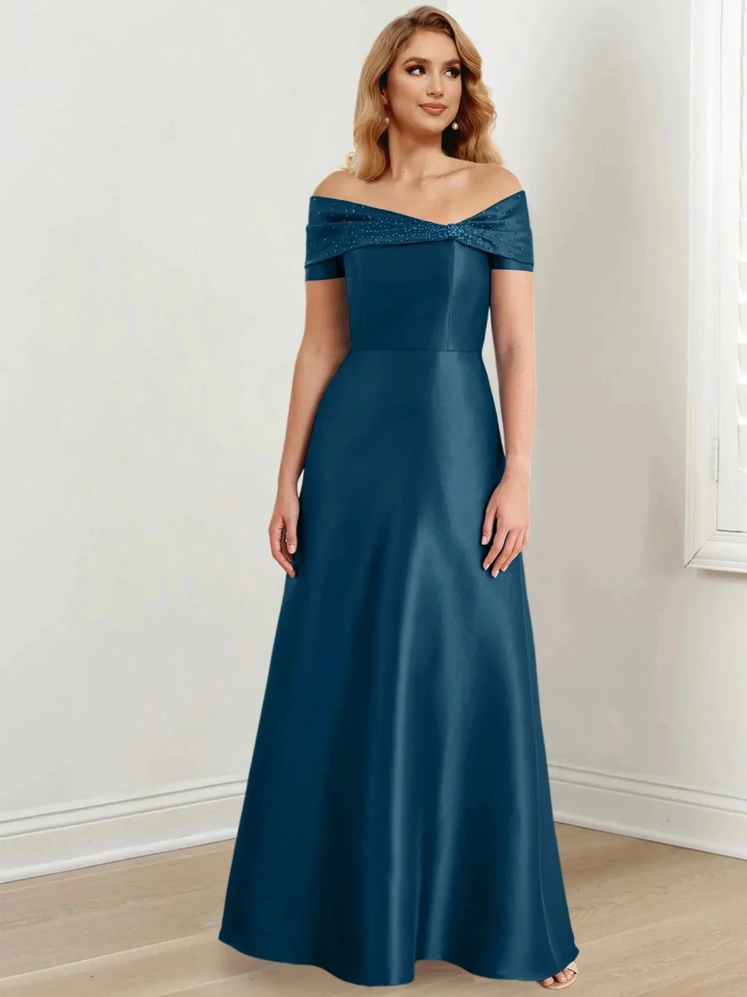 A-Line/Princess Off-the-Shoulder Floor-Length Mother of the Bride Dresses - Image 66