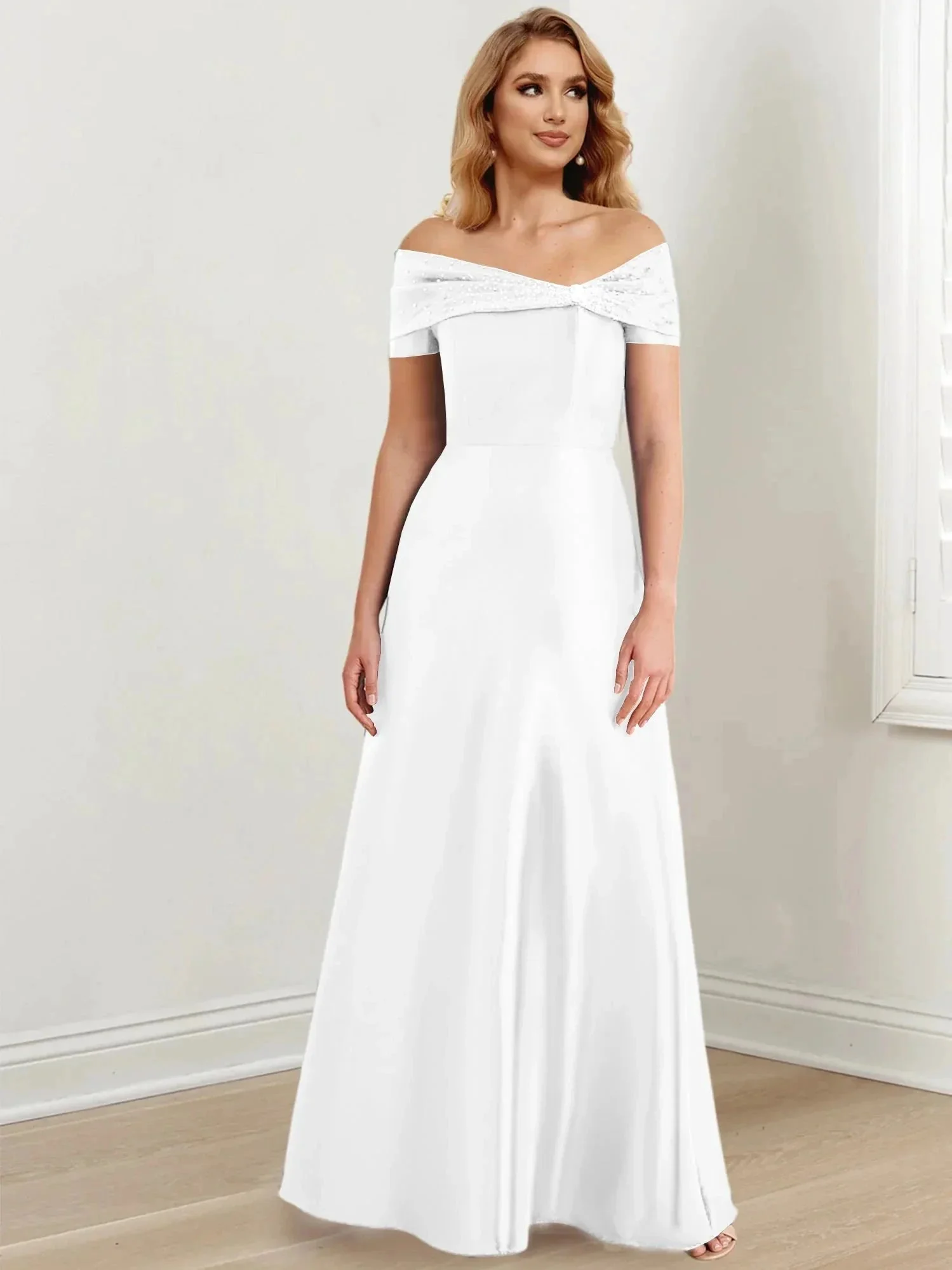 A-Line/Princess Off-the-Shoulder Floor-Length Mother of the Bride Dresses - Image 68