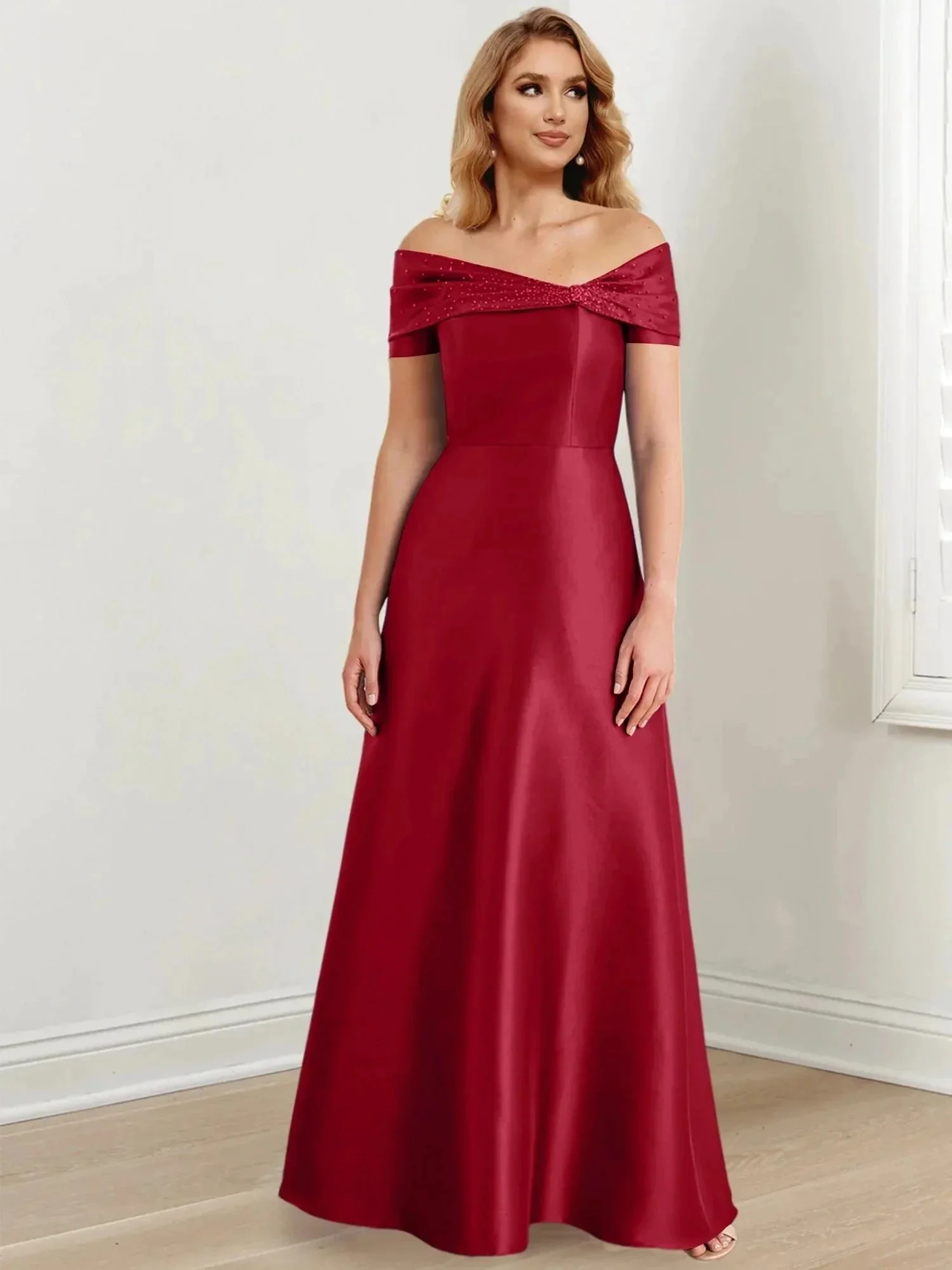 A-Line/Princess Off-the-Shoulder Floor-Length Mother of the Bride Dresses - Image 69