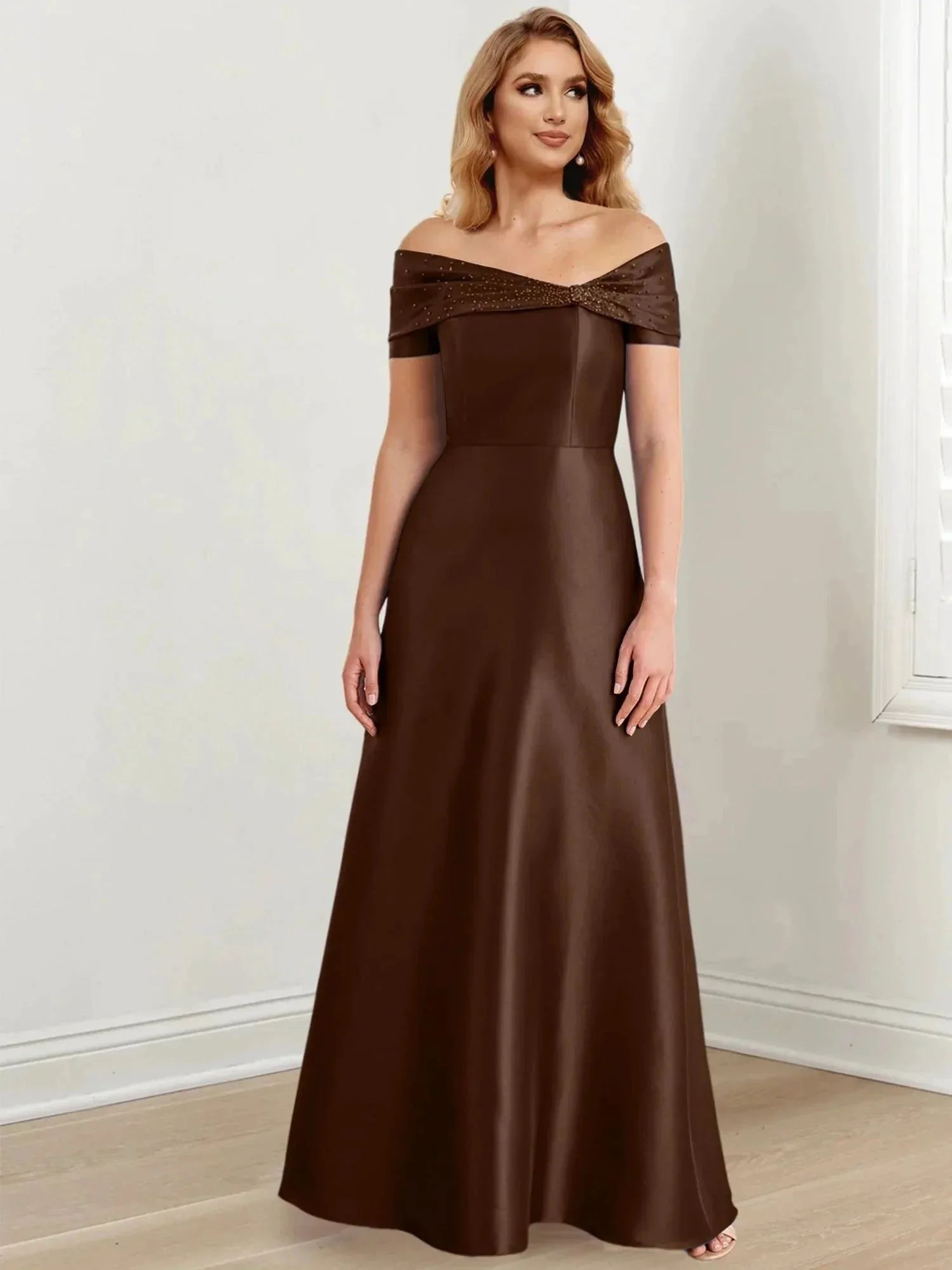 A-Line/Princess Off-the-Shoulder Floor-Length Mother of the Bride Dresses - Image 7