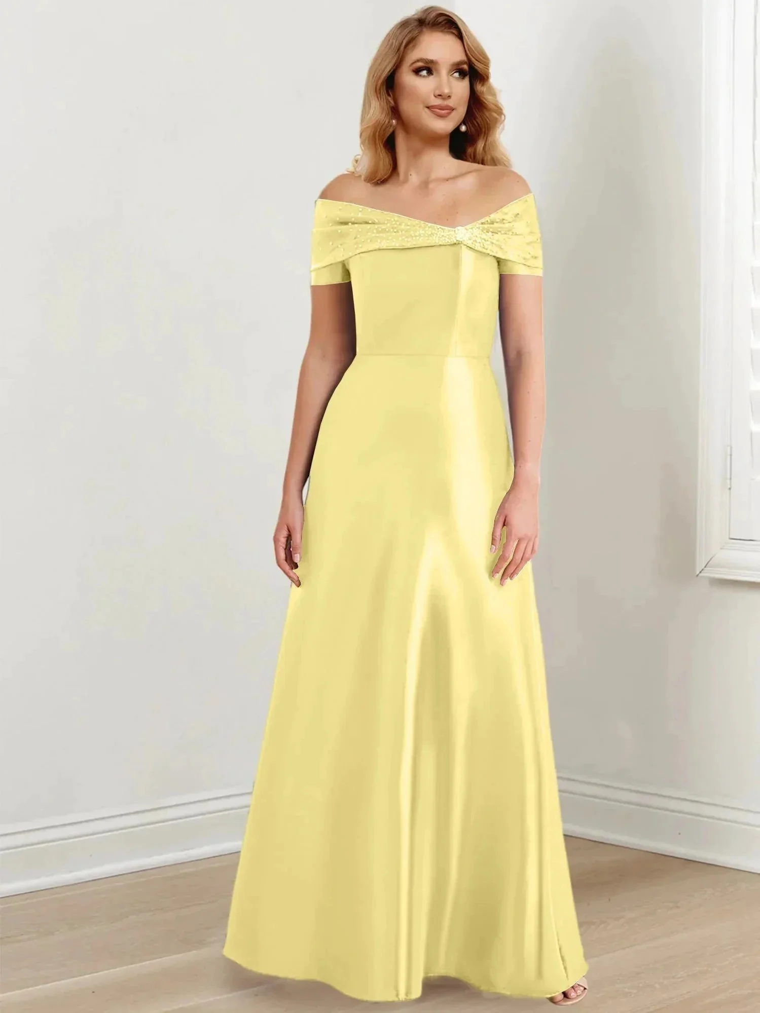 A-Line/Princess Off-the-Shoulder Floor-Length Mother of the Bride Dresses - Image 70
