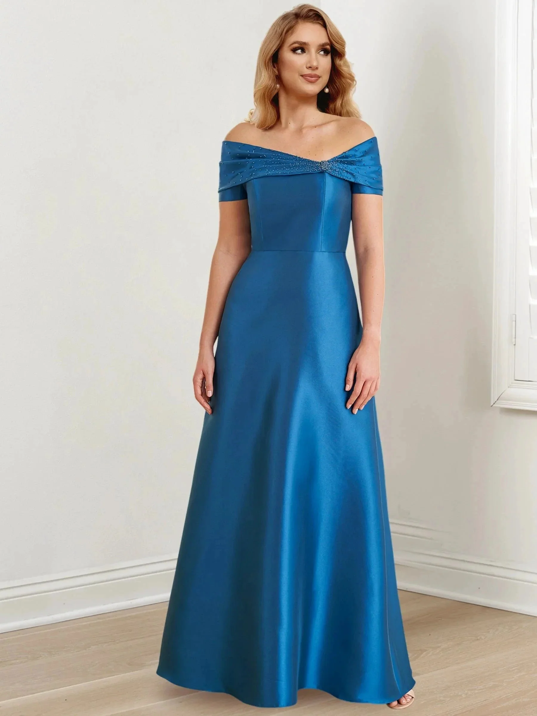 A-Line/Princess Off-the-Shoulder Floor-Length Mother of the Bride Dresses - Image 71